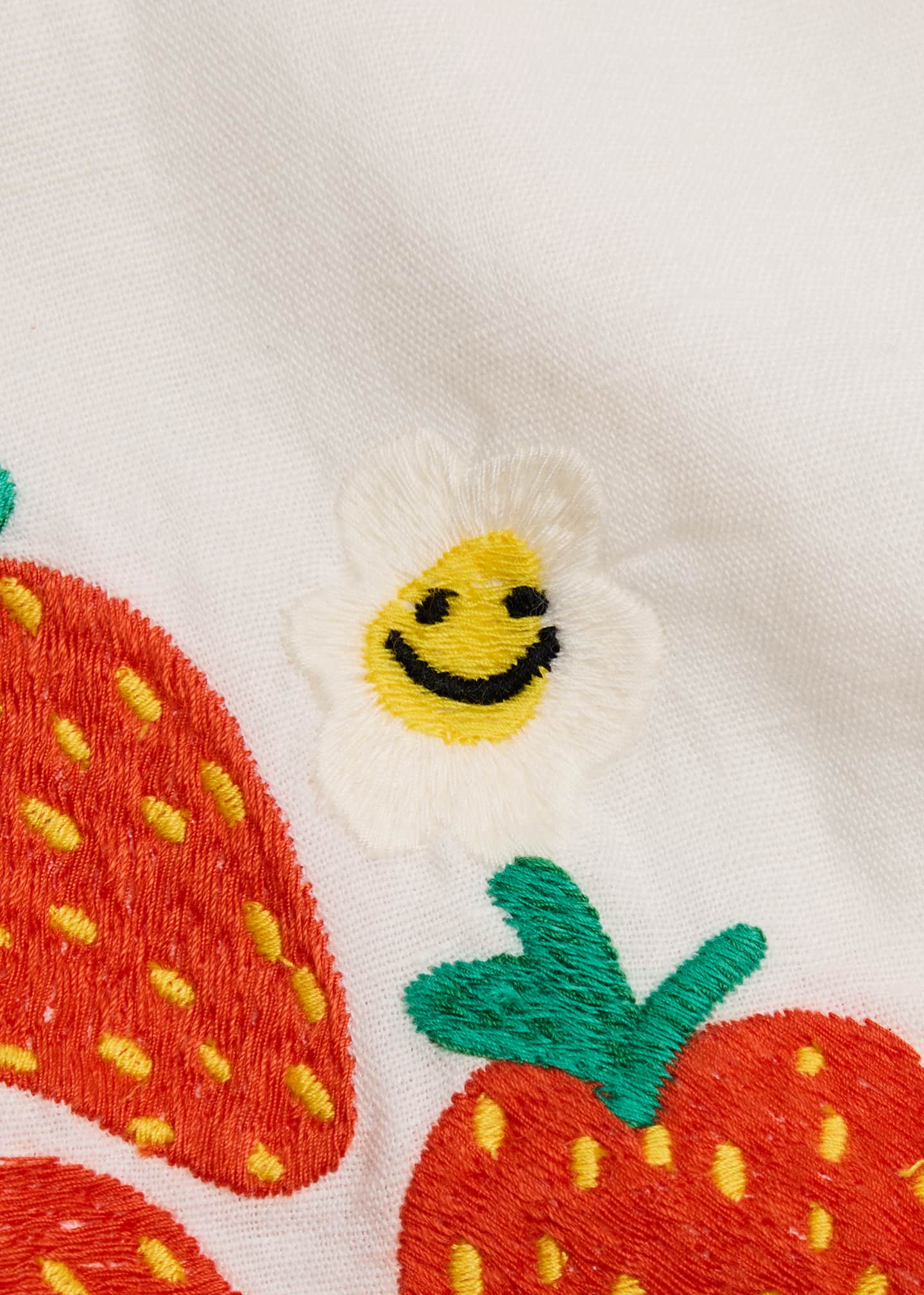 Stella McCartney Kids Girl's Strawberry Embroidered Smocked Top, Size 2-16 Image 3 of 3