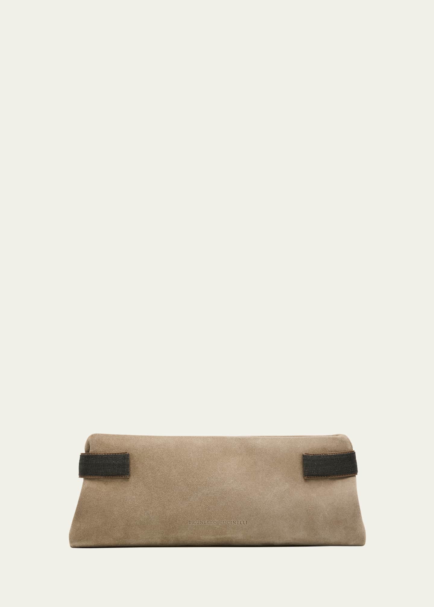 Brunello Cucinelli Essense Monili Suede Clutch Bag Image 1 of 6
