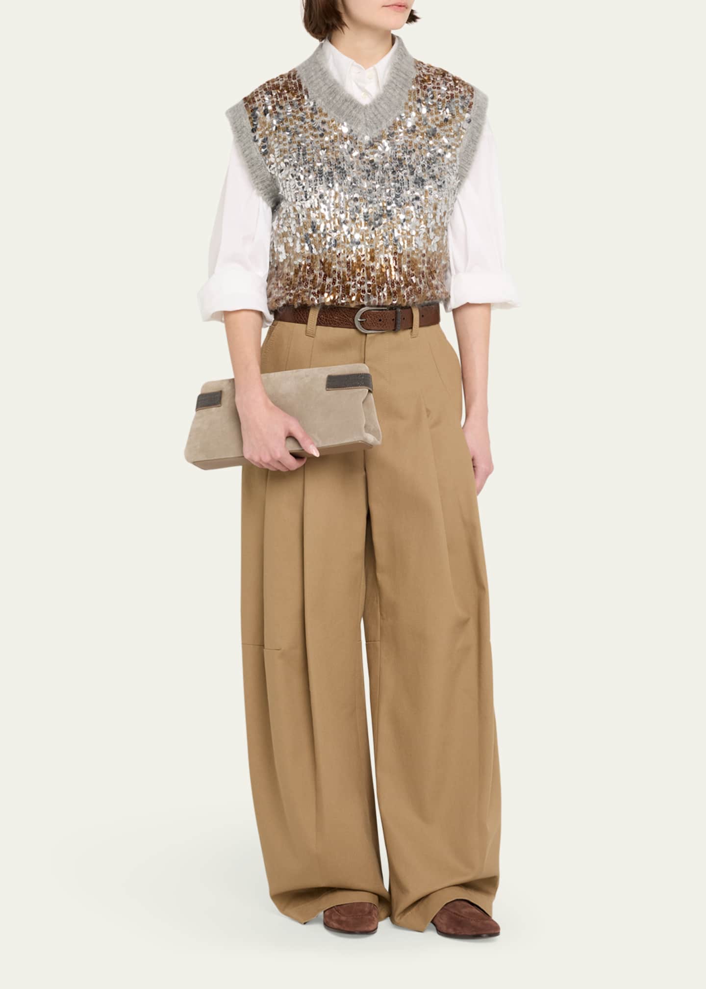 Brunello Cucinelli Essense Monili Suede Clutch Bag Image 5 of 6