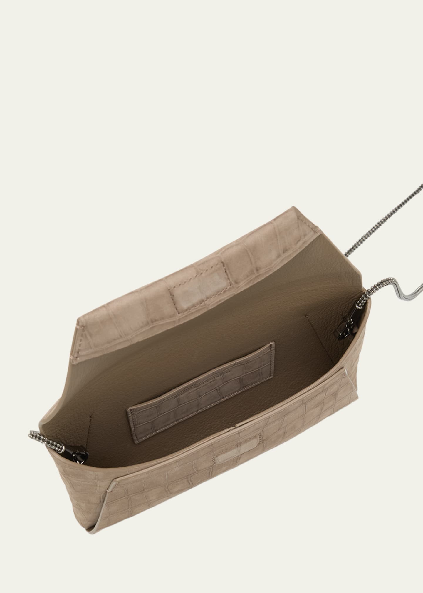 Brunello Cucinelli Duo Mini Croc-Embossed Suede Pouchette Clutch Bag Image 4 of 5