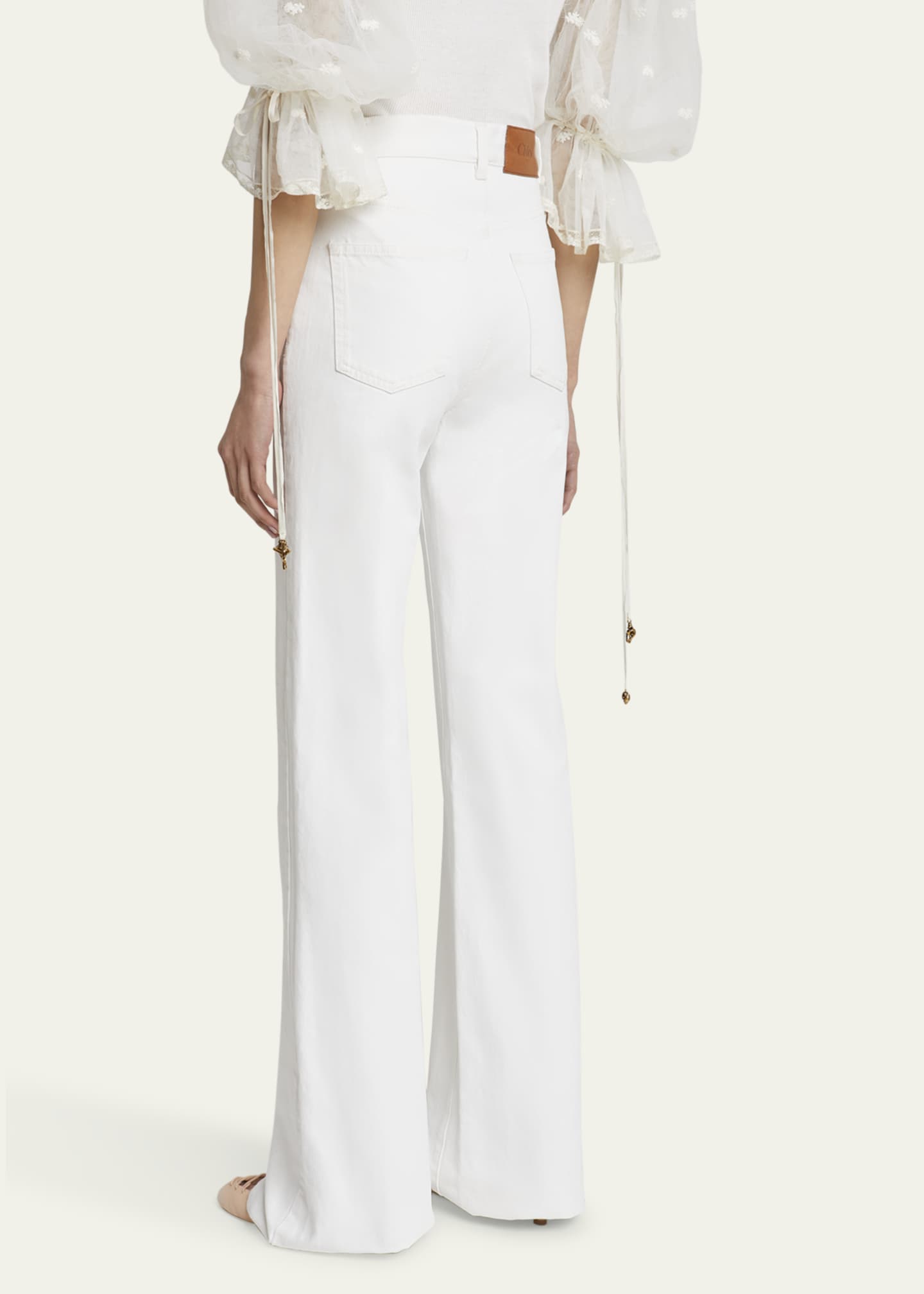 Chloe High Rise Flared Jeans, White Image 3 of 5