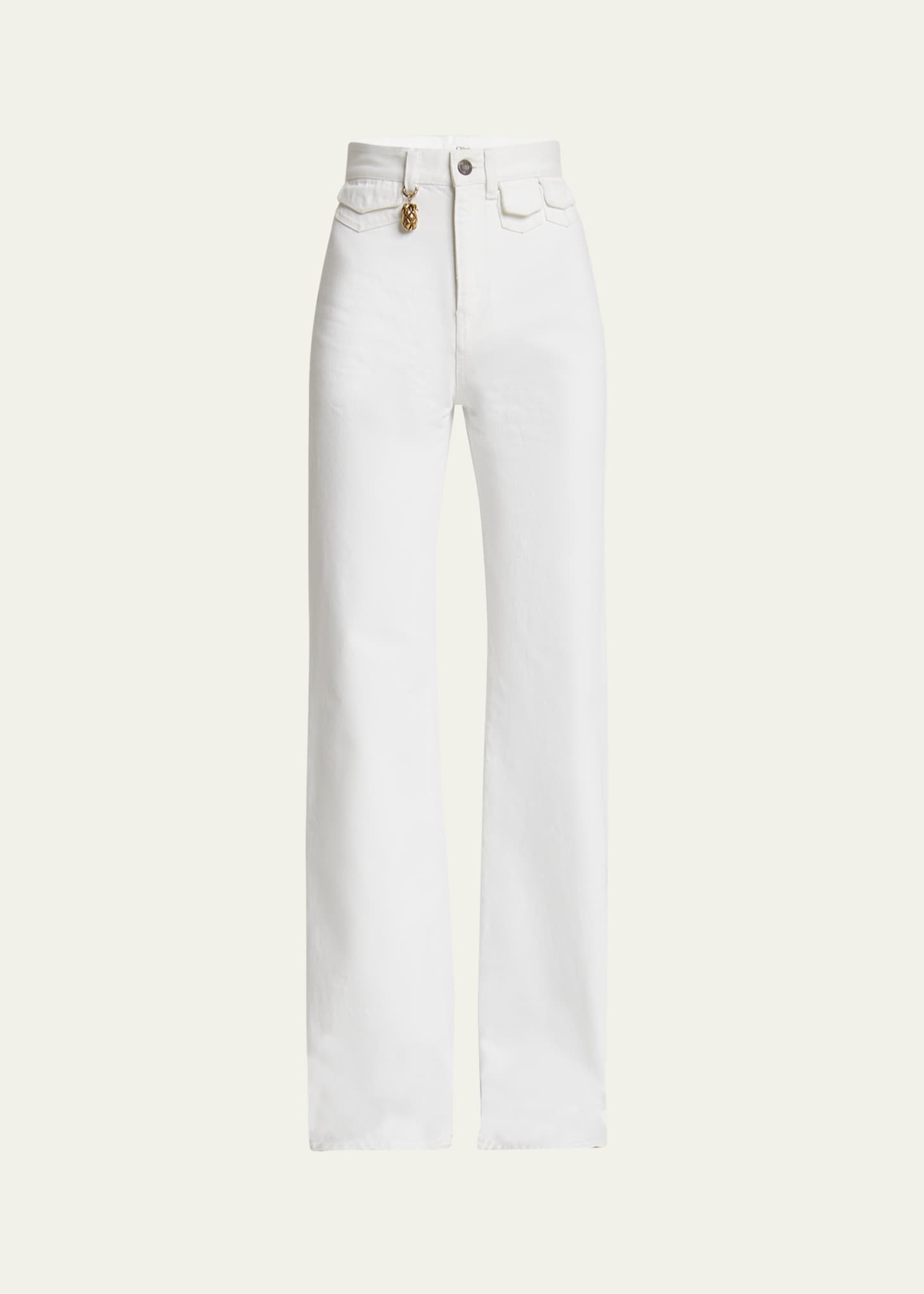 Chloe High Rise Flared Jeans, White Image 1 of 5