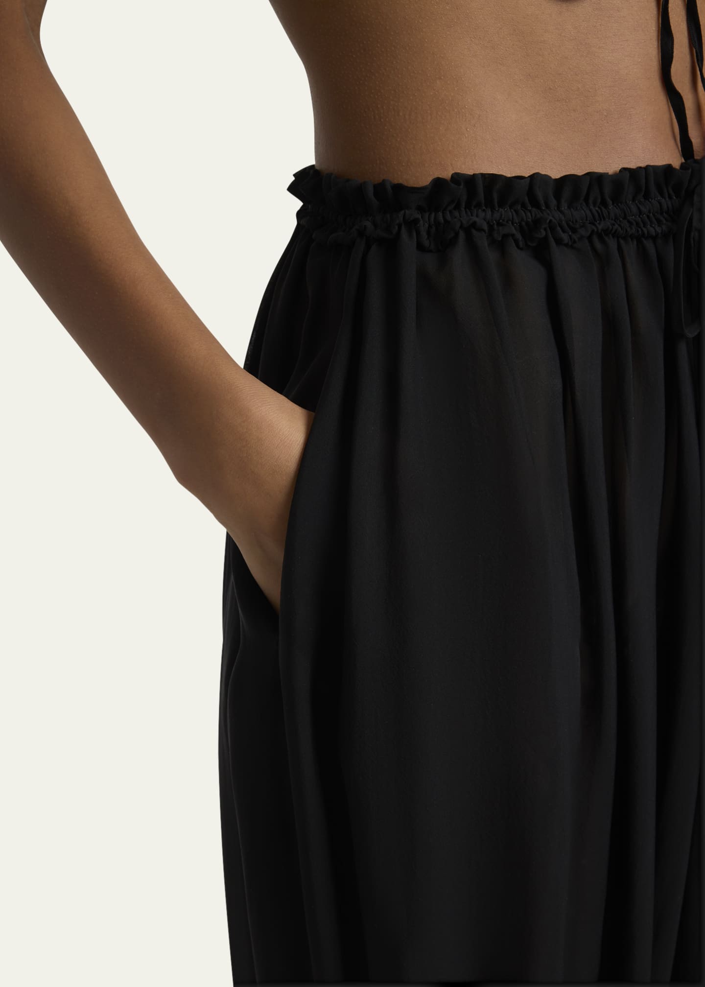 Chloe Drawstring Lace-Trim Cropped Pants Image 5 of 5