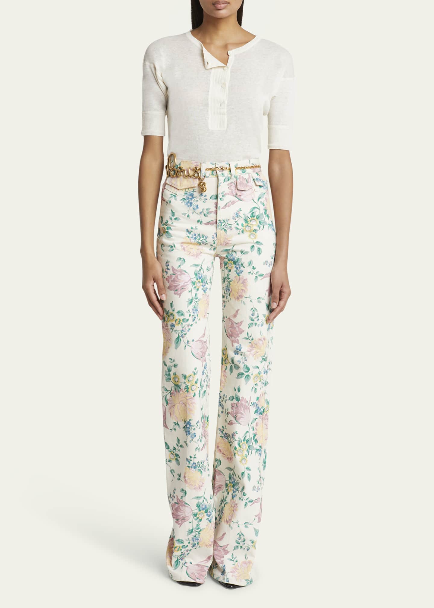 Chloe Floral High Rise Flared Jeans Image 2 of 5