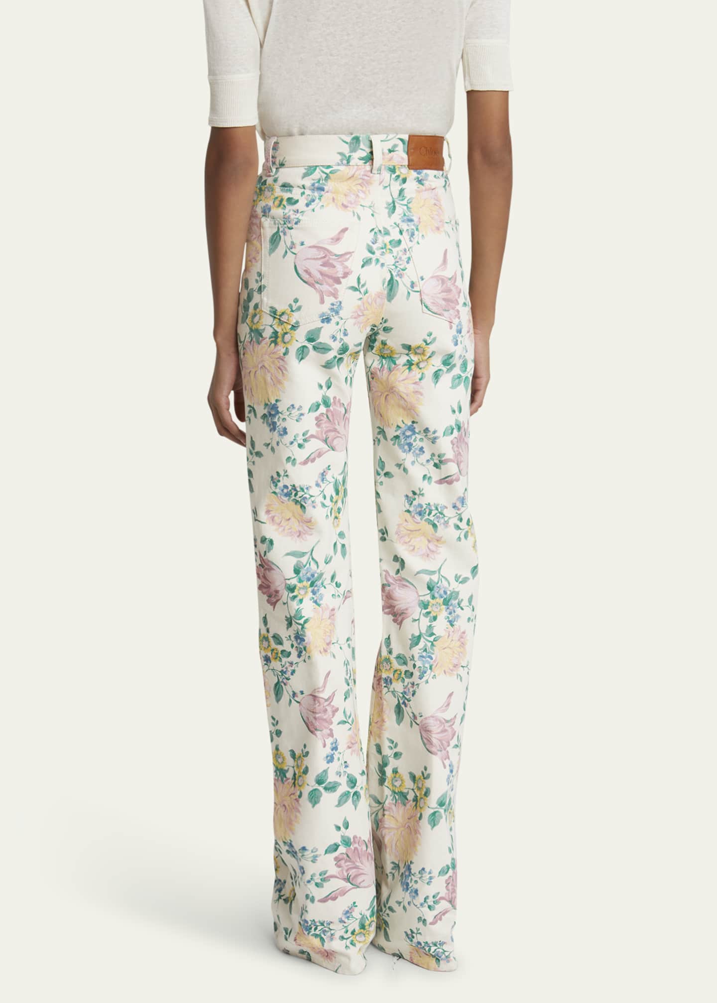 Chloe Floral High Rise Flared Jeans Image 3 of 5