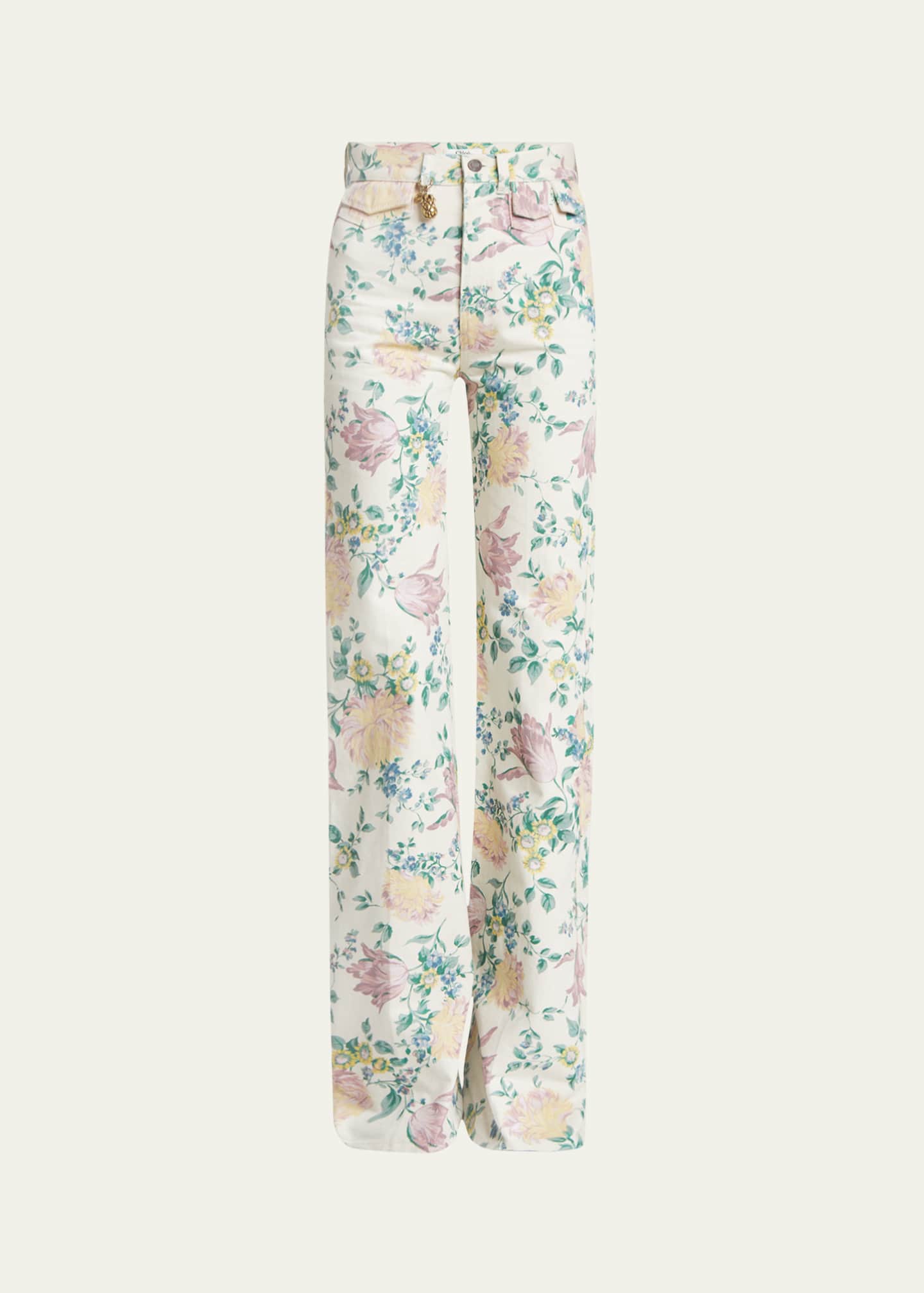 Chloe Floral High Rise Flared Jeans Image 1 of 5