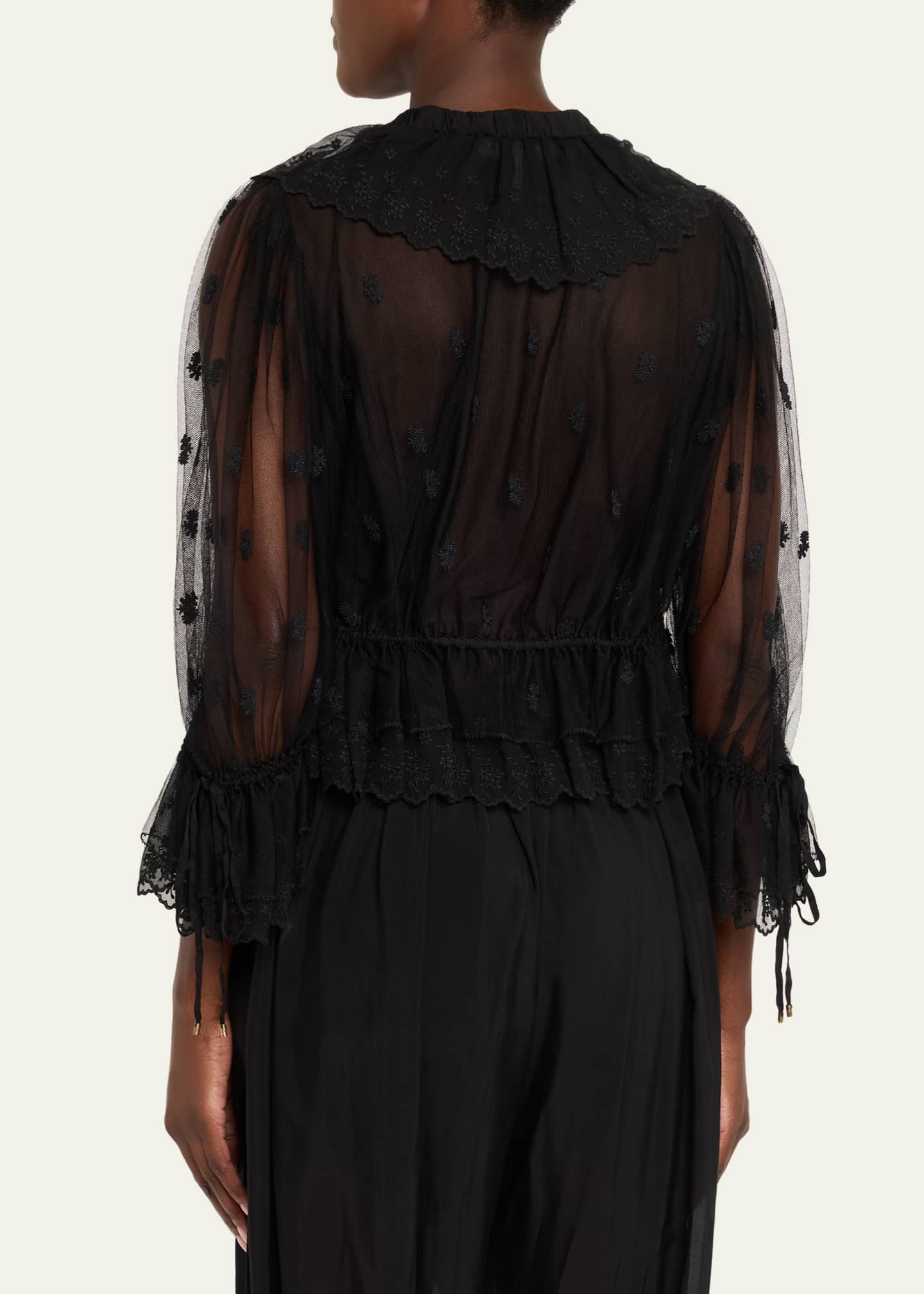 Chloe Lace V-Neck Ruffle Top - Bergdorf Goodman