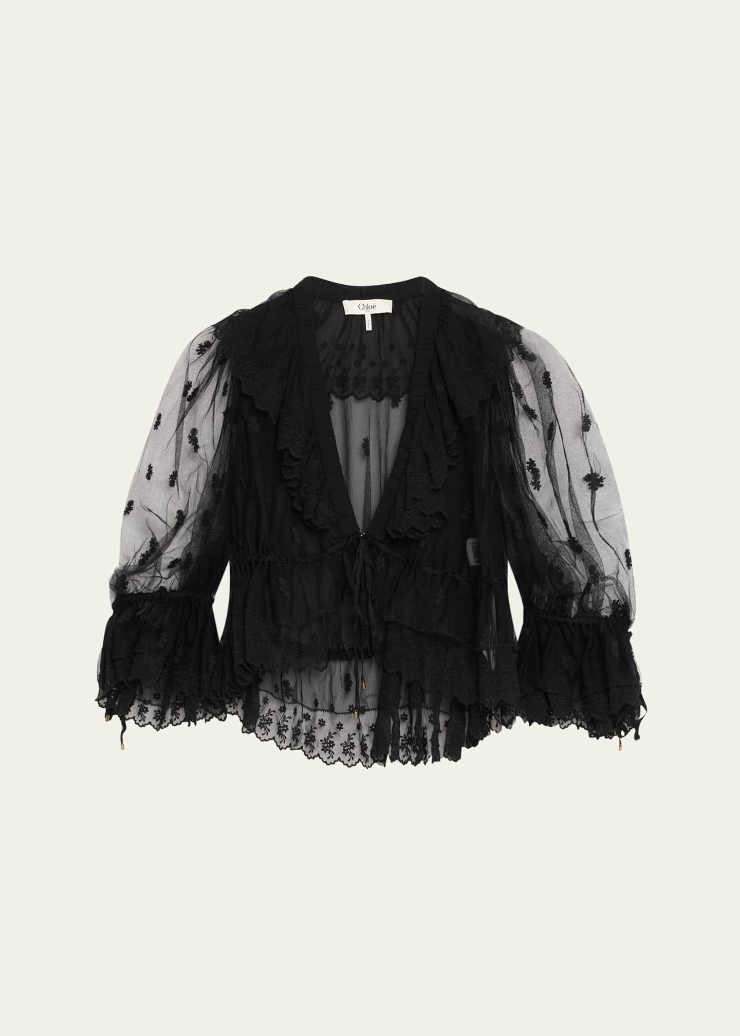 Chloe Lace V-Neck Ruffle Top Image 1 of 5