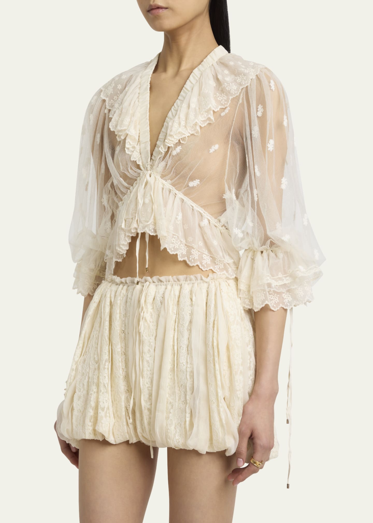 Chloe Lace V-Neck Ruffle Top Image 4 of 5