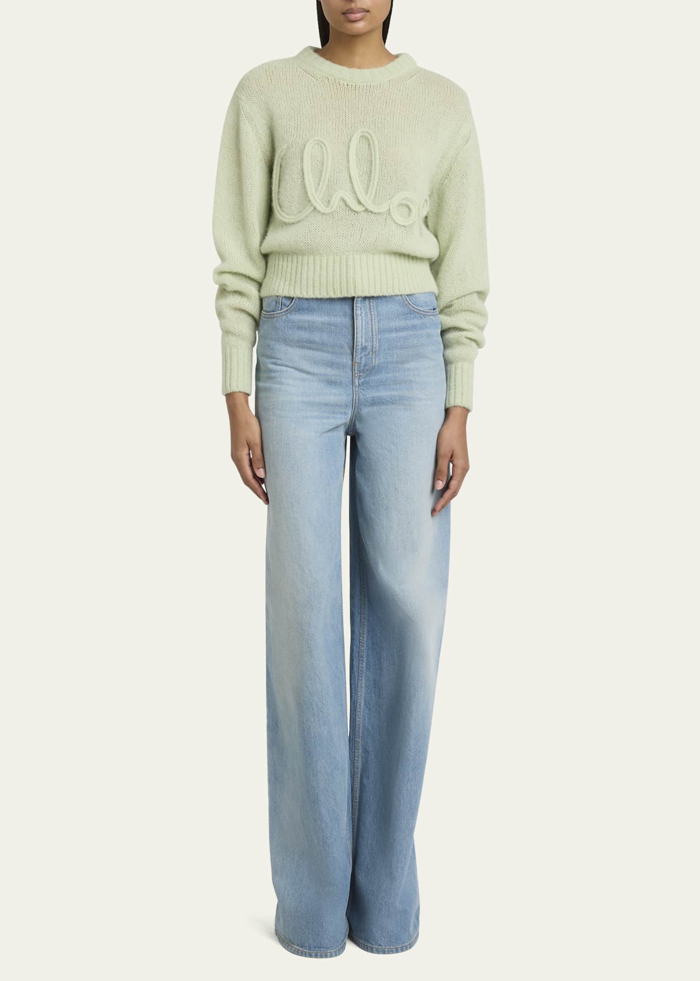 Chloe Logo Embroidered Alpaca Wool Sweater Image 2 of 5