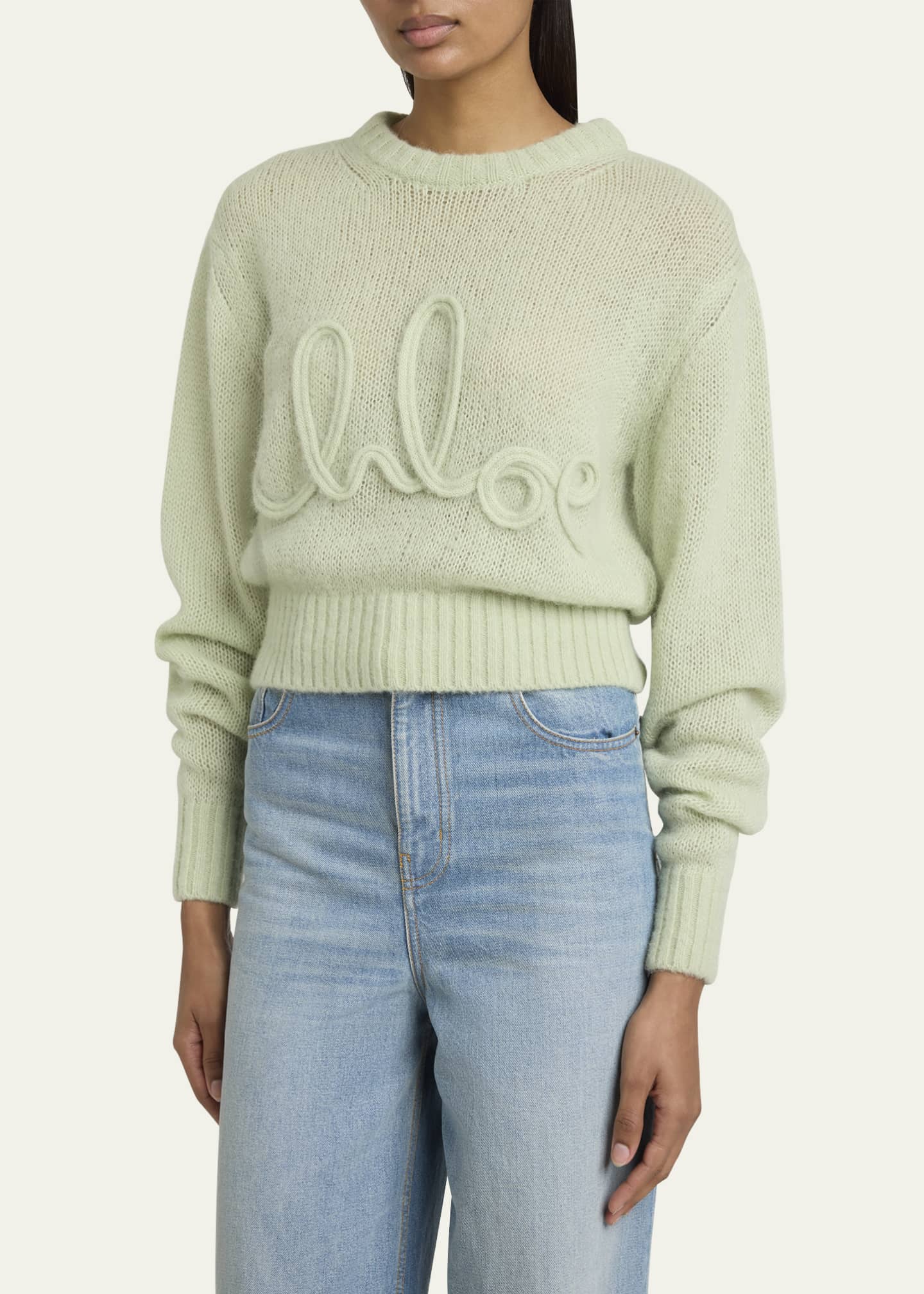 Chloe Logo Embroidered Alpaca Wool Sweater Image 4 of 5
