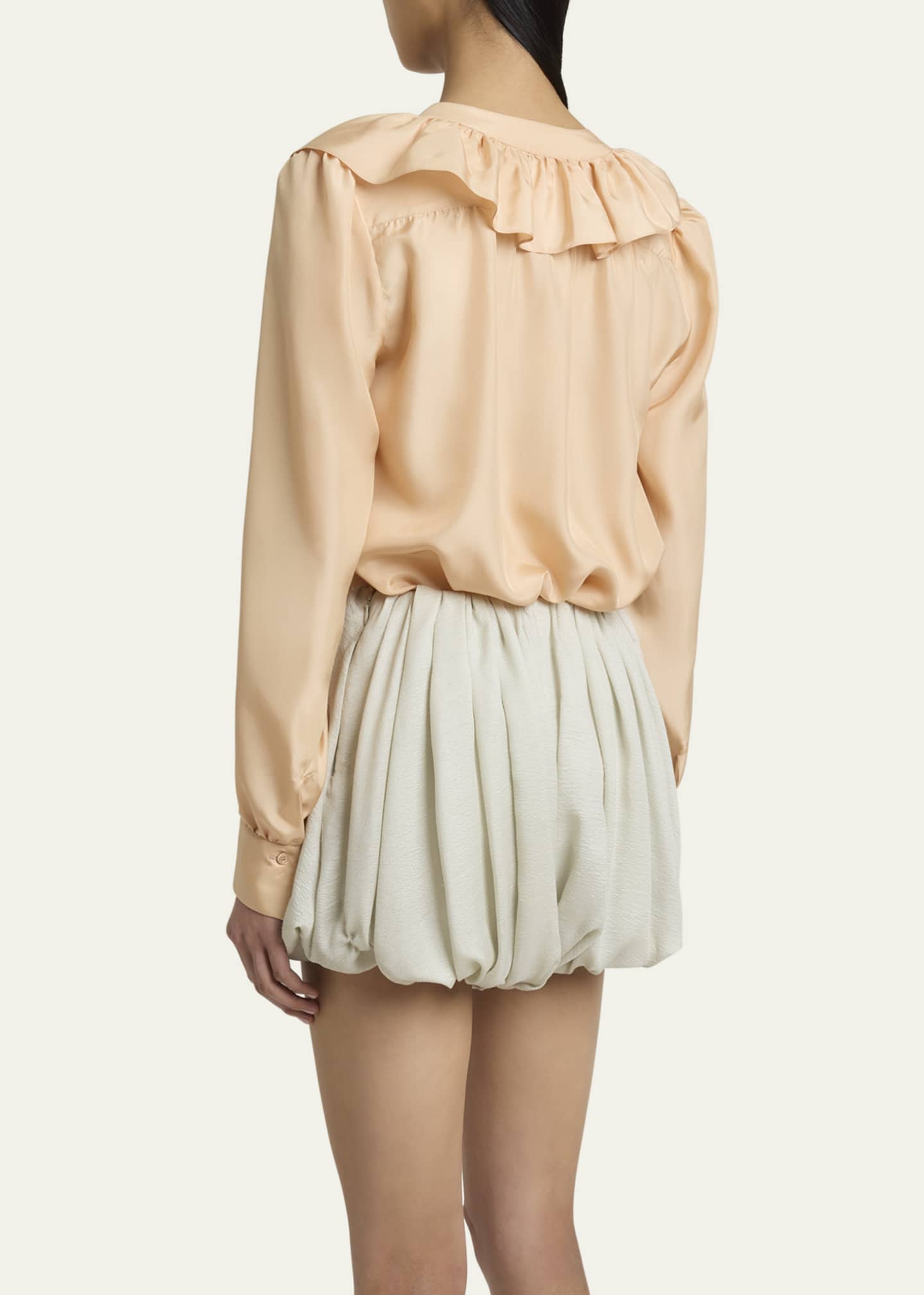 Chloe Ruffled V-Neck Silk Blouse Image 3 of 5