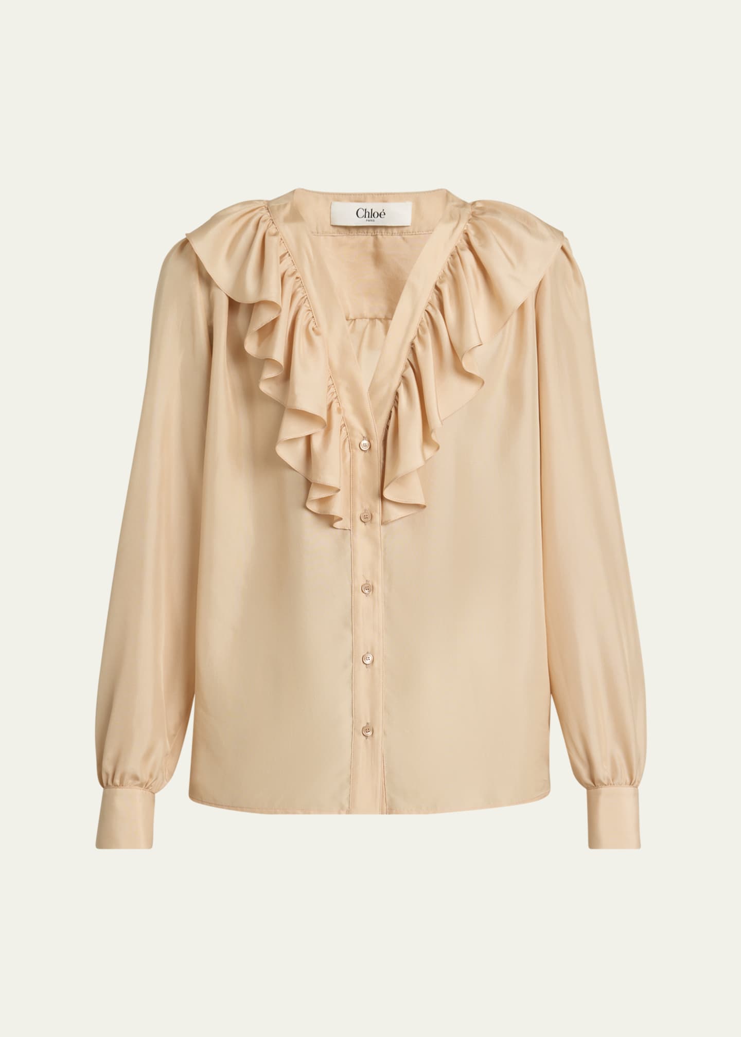 Chloe Ruffled V-Neck Silk Blouse Image 1 of 5