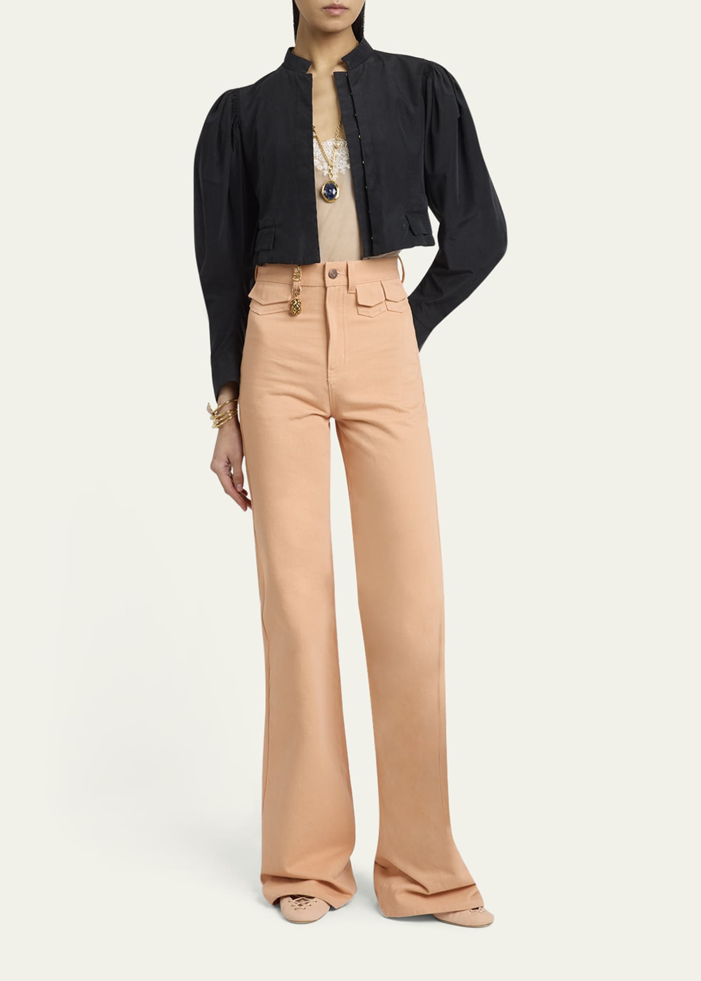 Chloe High Rise Flared Jeans, Pink Image 2 of 5