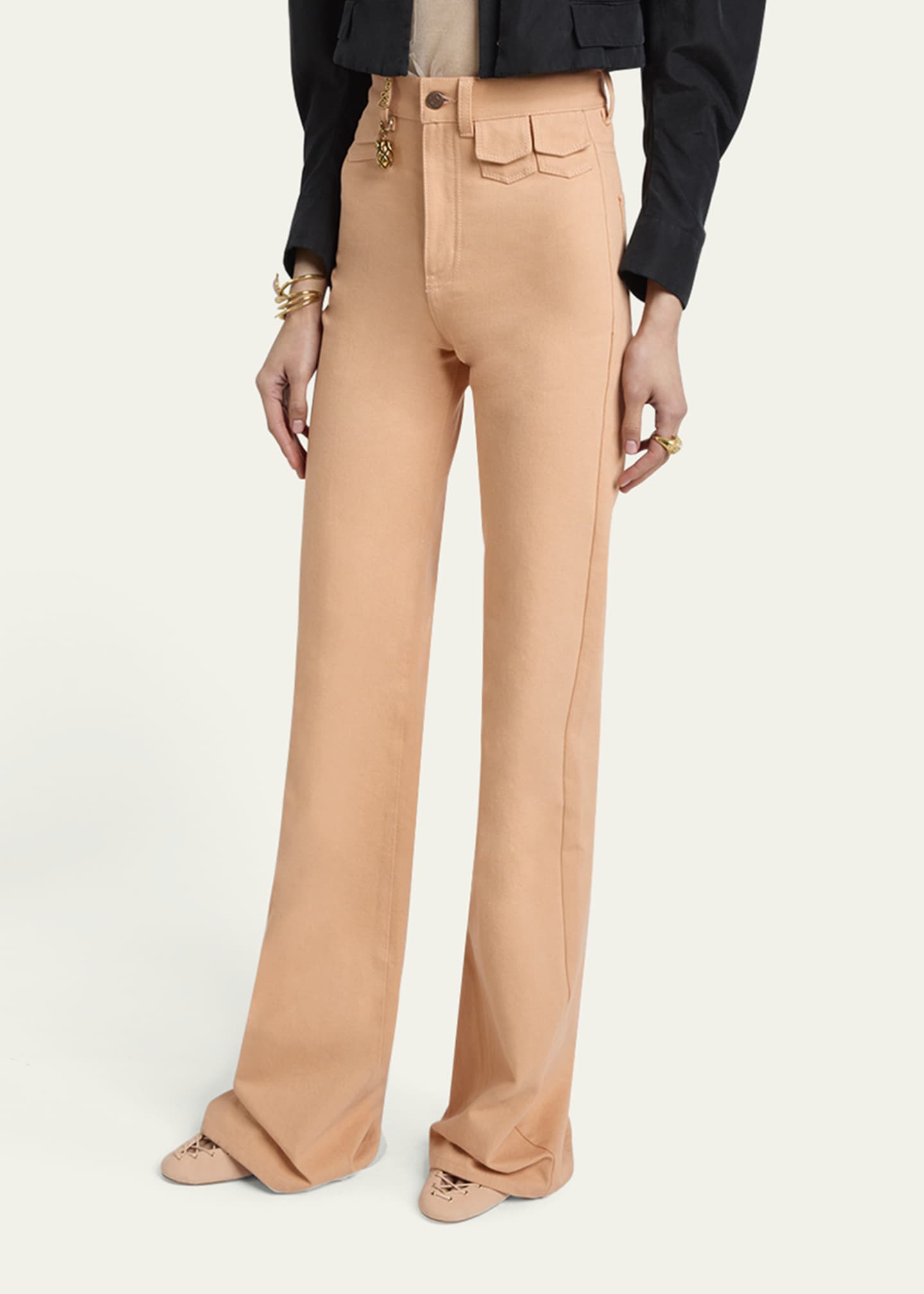 Chloe High Rise Flared Jeans, Pink Image 4 of 5