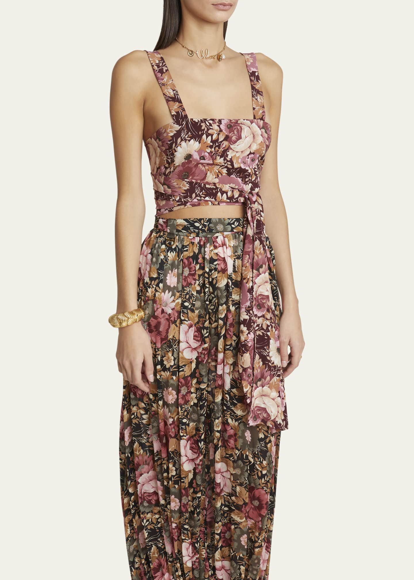 Chloe Rose Print Cropped Silk Top Image 4 of 5