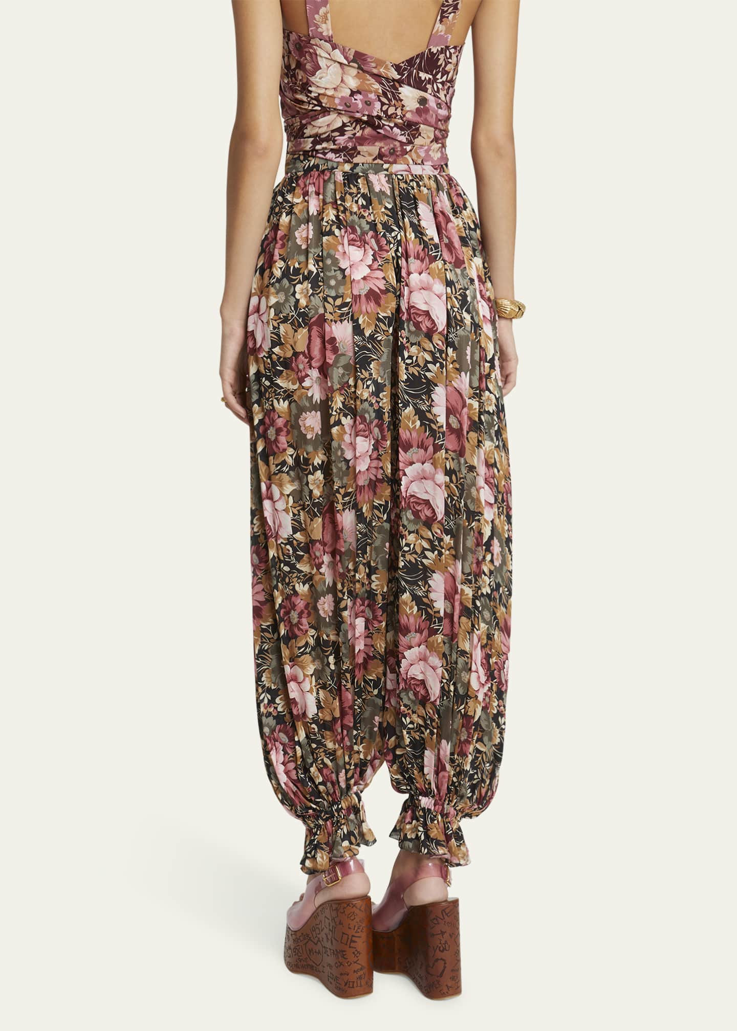 Chloe Floral Pleated Silk Pants Image 3 of 5