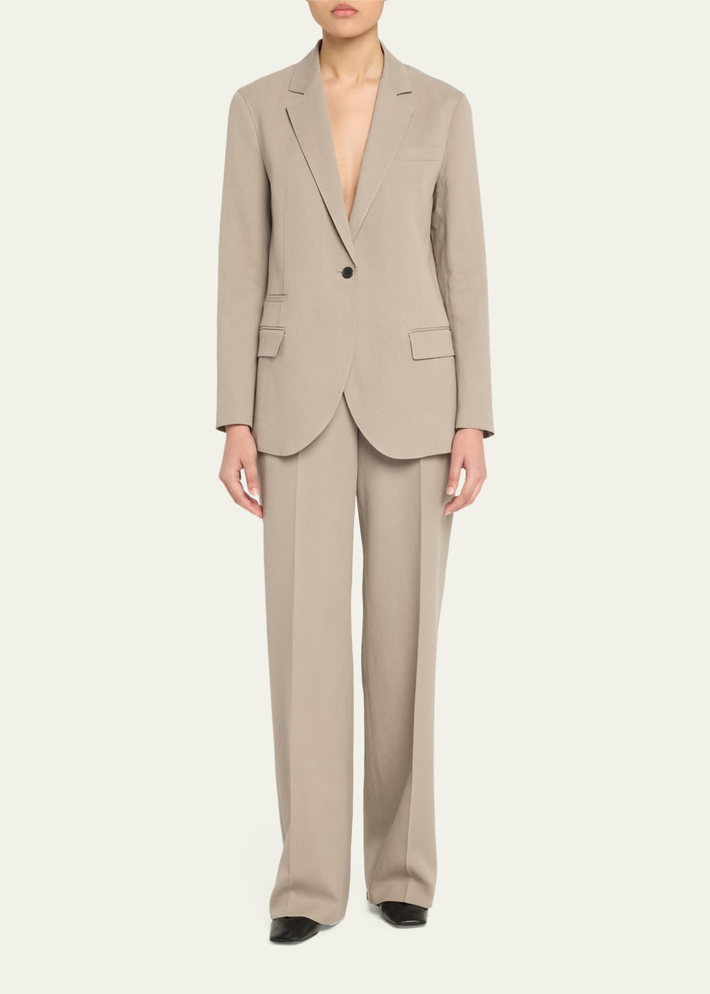 Lafayette 148 New York Clark Belted Straight-Leg Cotton Pants Image 2 of 5