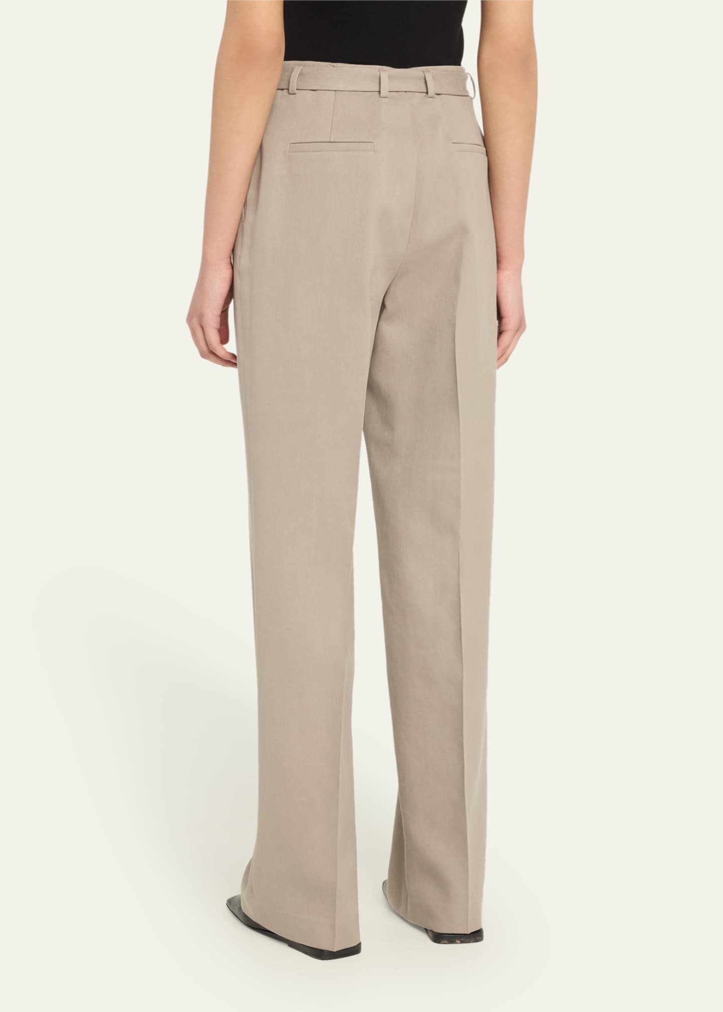 Lafayette 148 New York Clark Belted Straight-Leg Cotton Pants Image 3 of 5