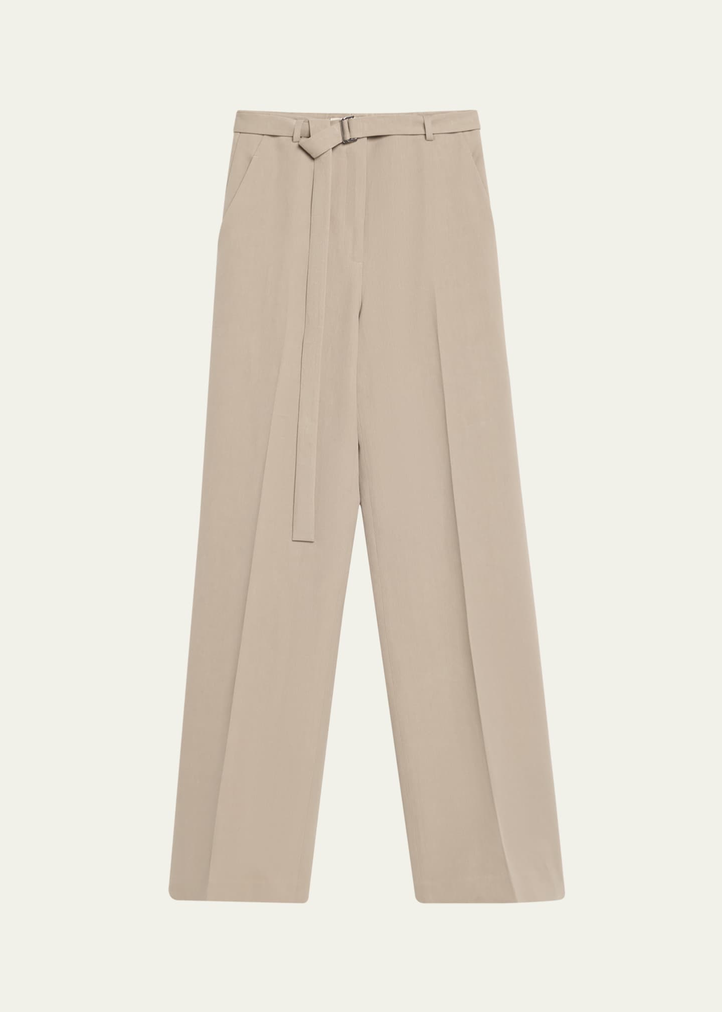 Lafayette 148 New York Clark Belted Straight-Leg Cotton Pants Image 1 of 5