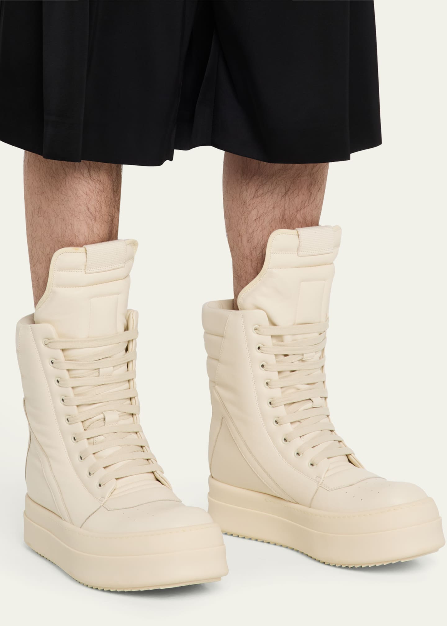 Rick Owens Men's Mega Geobasket Leather High-Top Sneakers Image 2 of 6