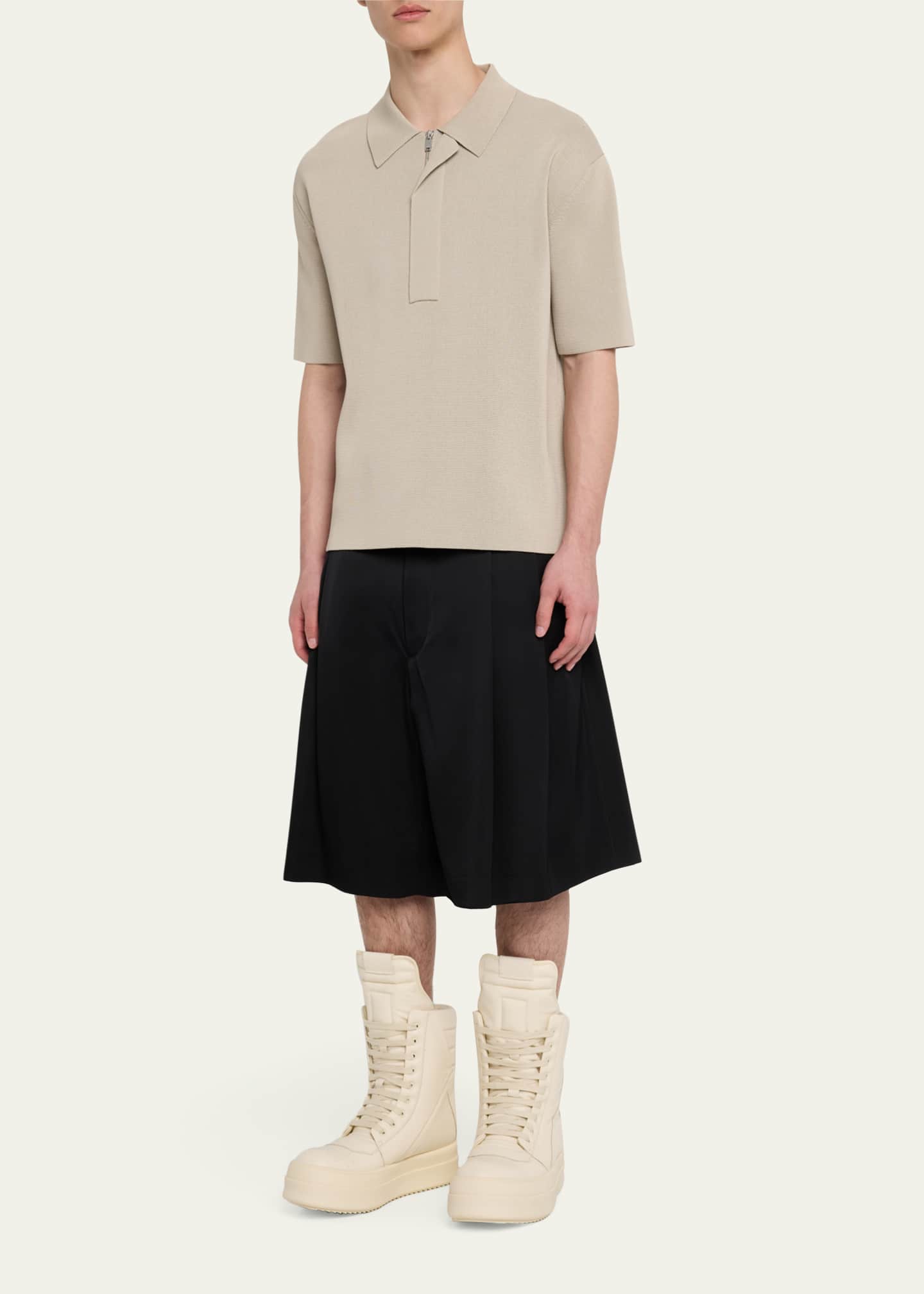 Rick Owens Men's Mega Geobasket Leather High-Top Sneakers Image 3 of 6