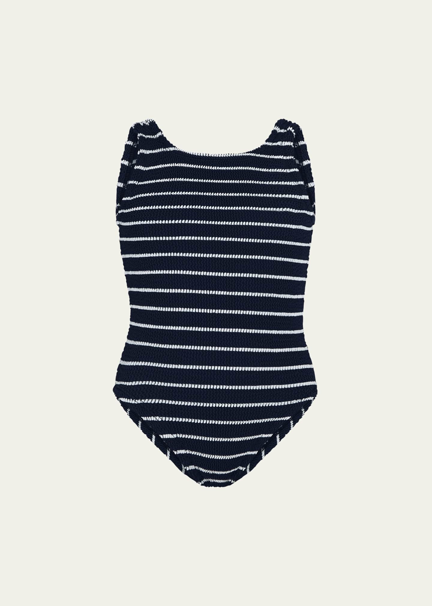 Hunza G Girl's Alva Striped Swimsuit Image 1 of 2