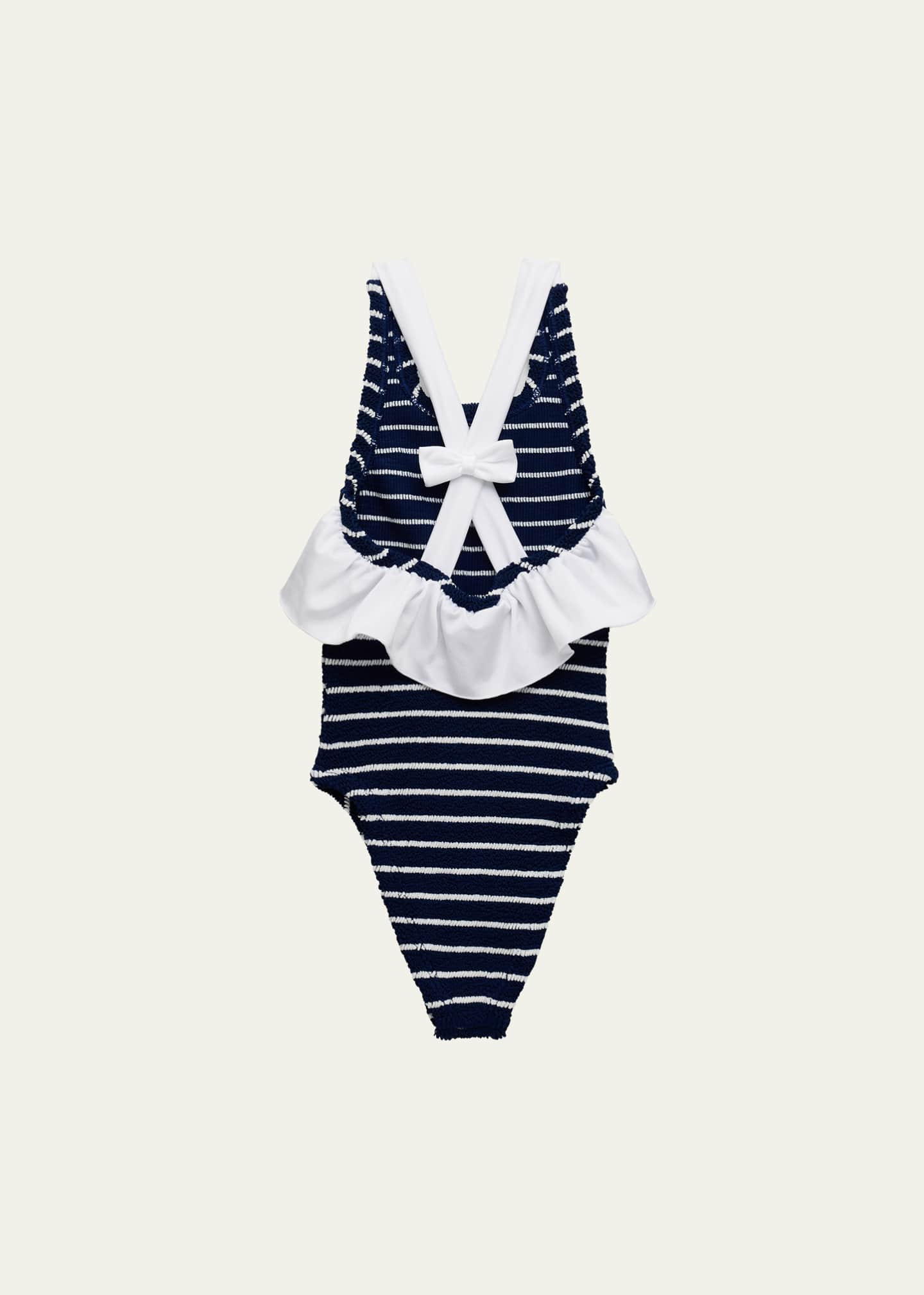 Hunza G Girl's Lara Stripe One-Piece Swimsuit, Size 7-12 Image 2 of 3