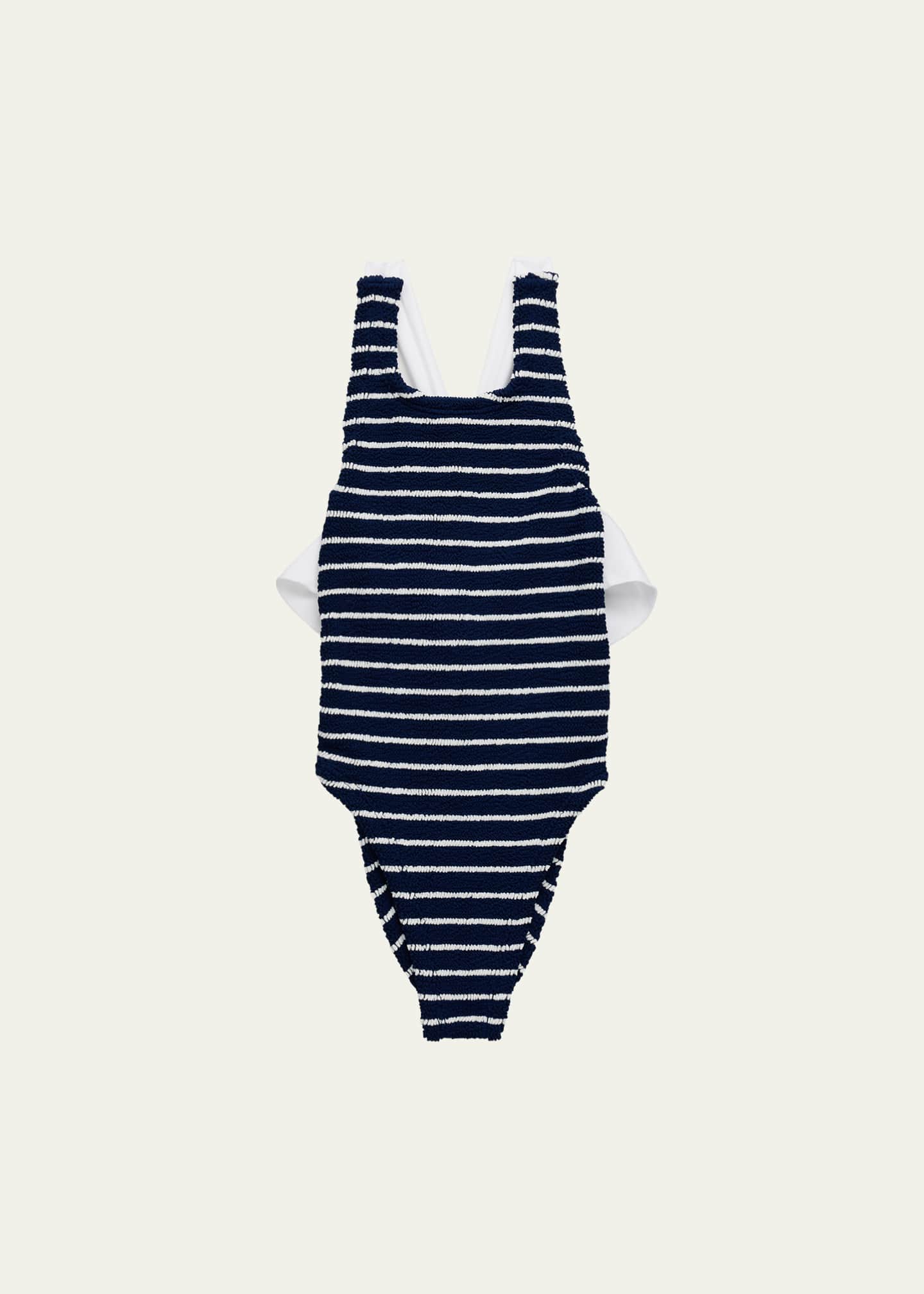 Hunza G Girl's Lara Stripe One-Piece Swimsuit, Size 7-12 Image 1 of 3