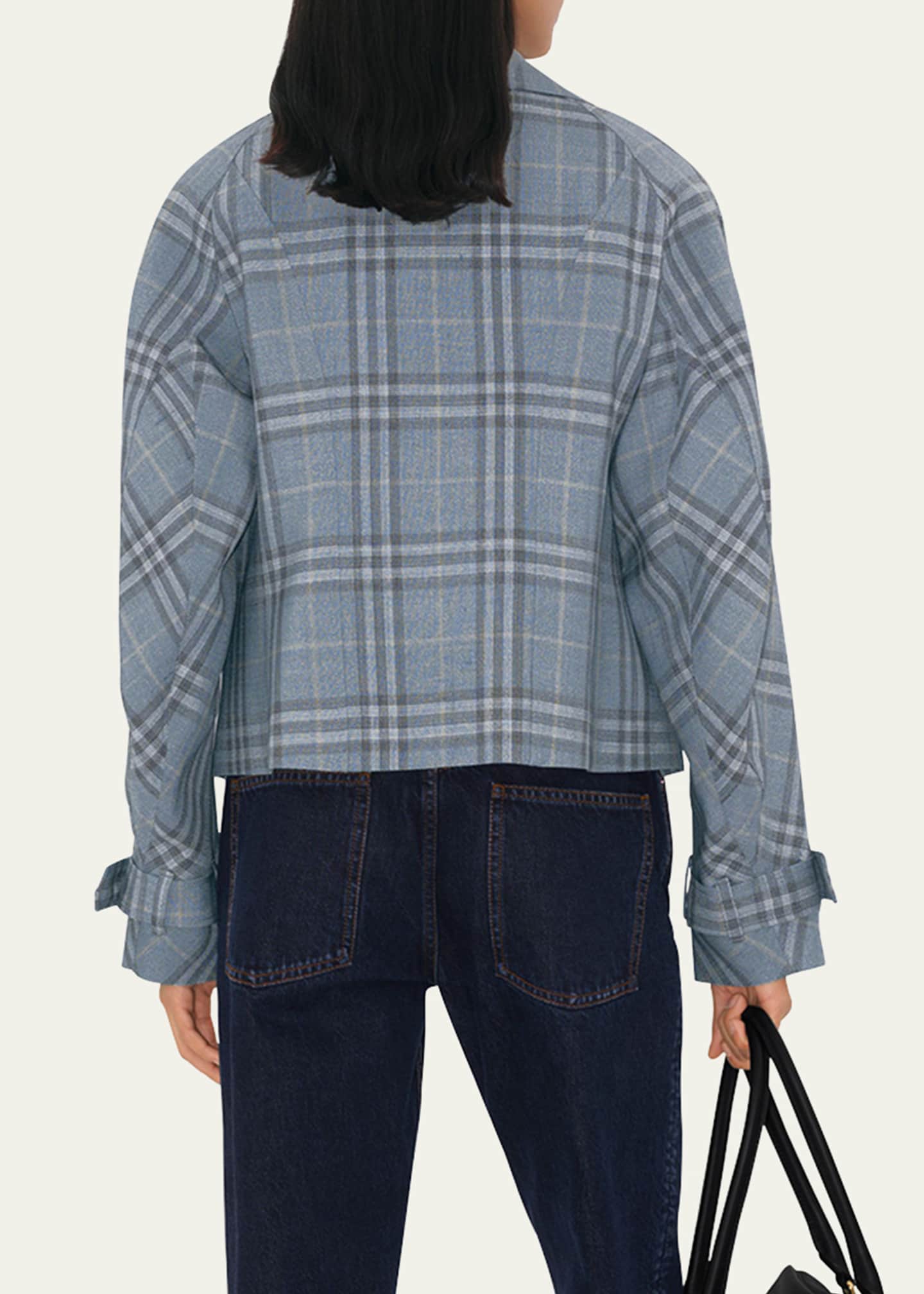 Burberry Check Double-Breasted Short Trench Jacket Image 3 of 5