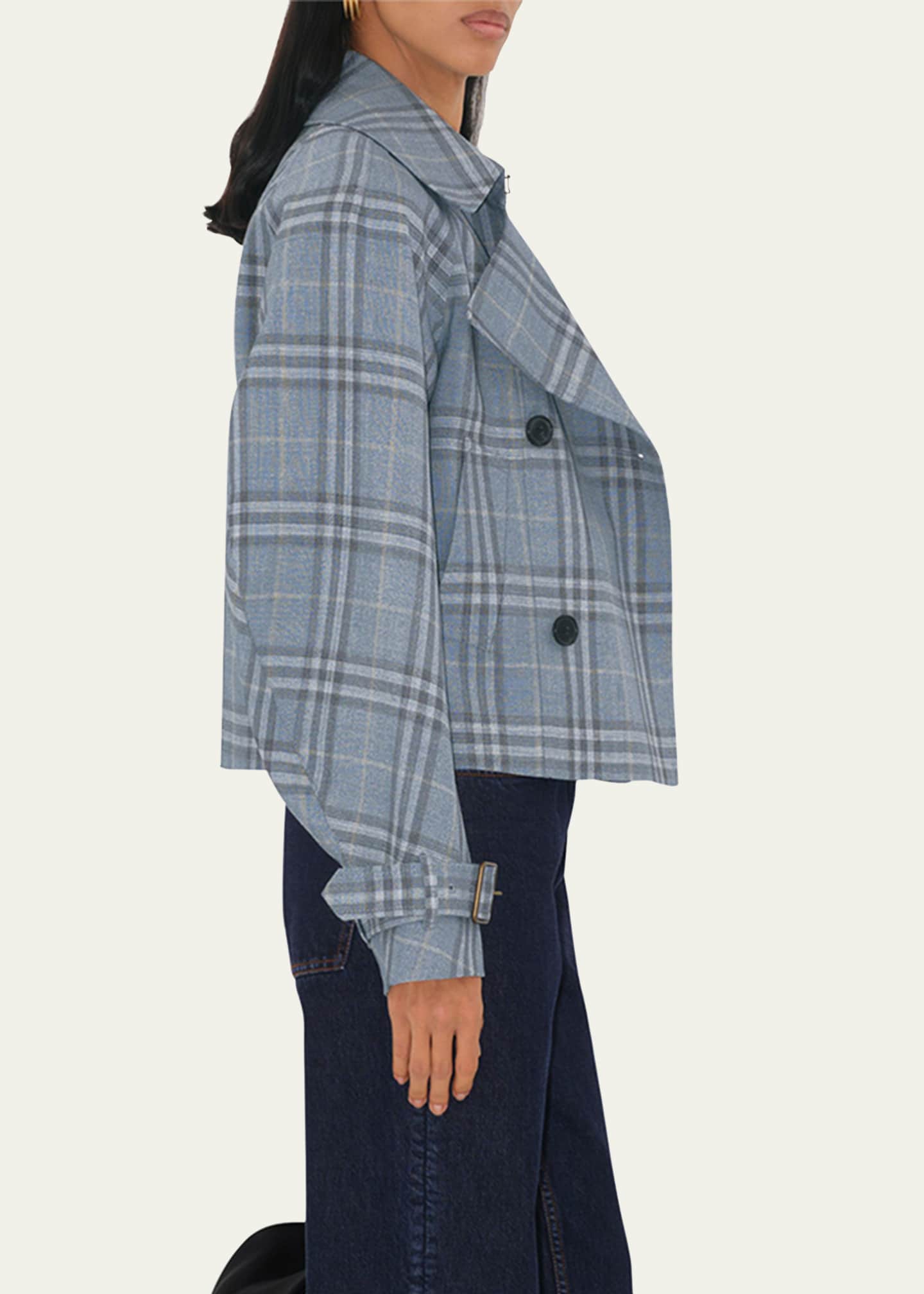 Burberry Check Double-Breasted Short Trench Jacket Image 4 of 5