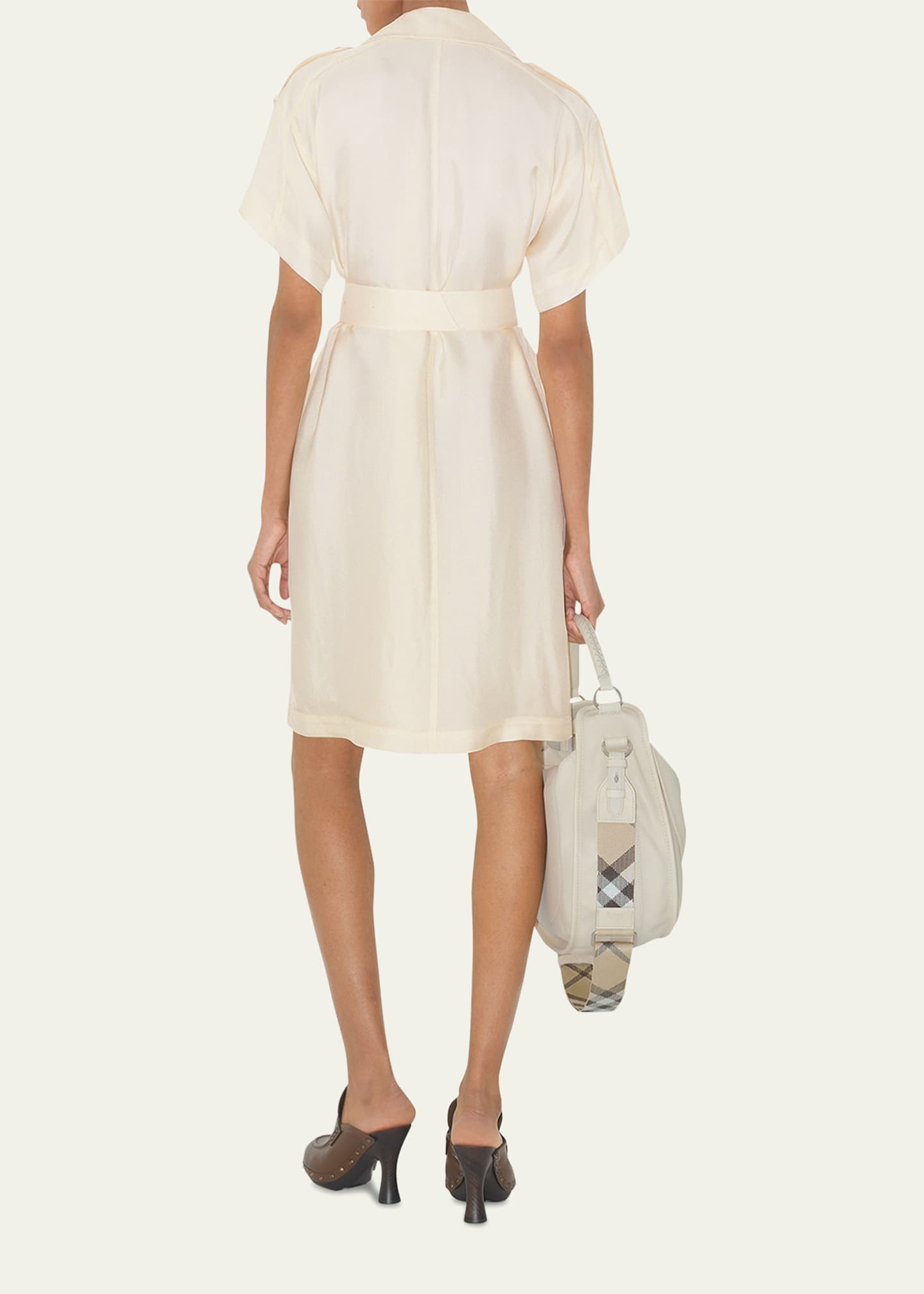 Burberry Short-Sleeve Belted Trench Dress Image 3 of 5