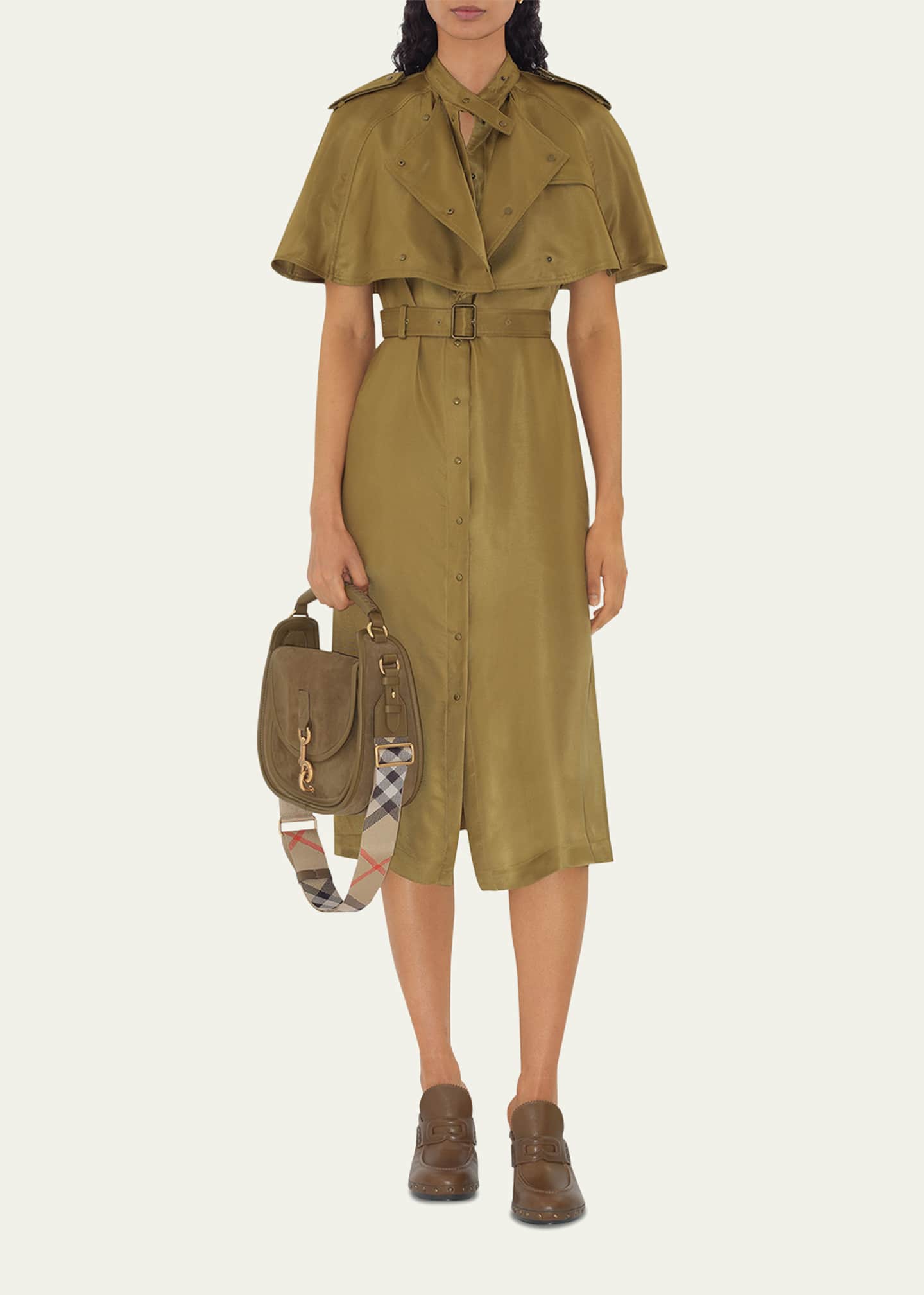 Burberry Belted Cape Viscose Trench Dress Image 2 of 5