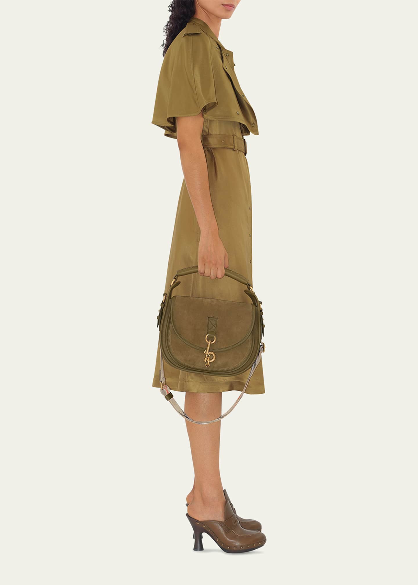 Burberry Belted Cape Viscose Trench Dress Image 4 of 5