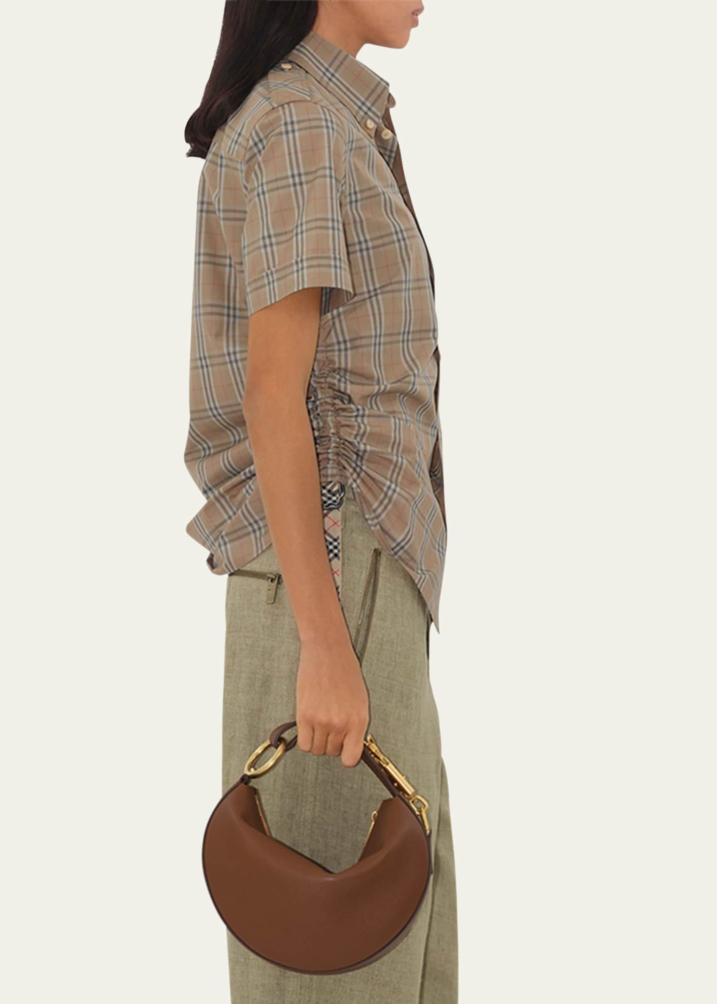 Burberry Ruched Check Short-Sleeve Shirt Image 4 of 5