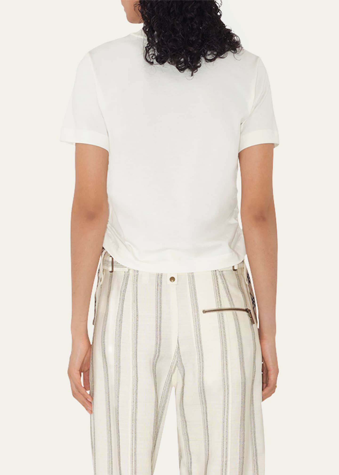 Burberry Ruched Check-Ties Short-Sleeve T-Shirt Image 3 of 5