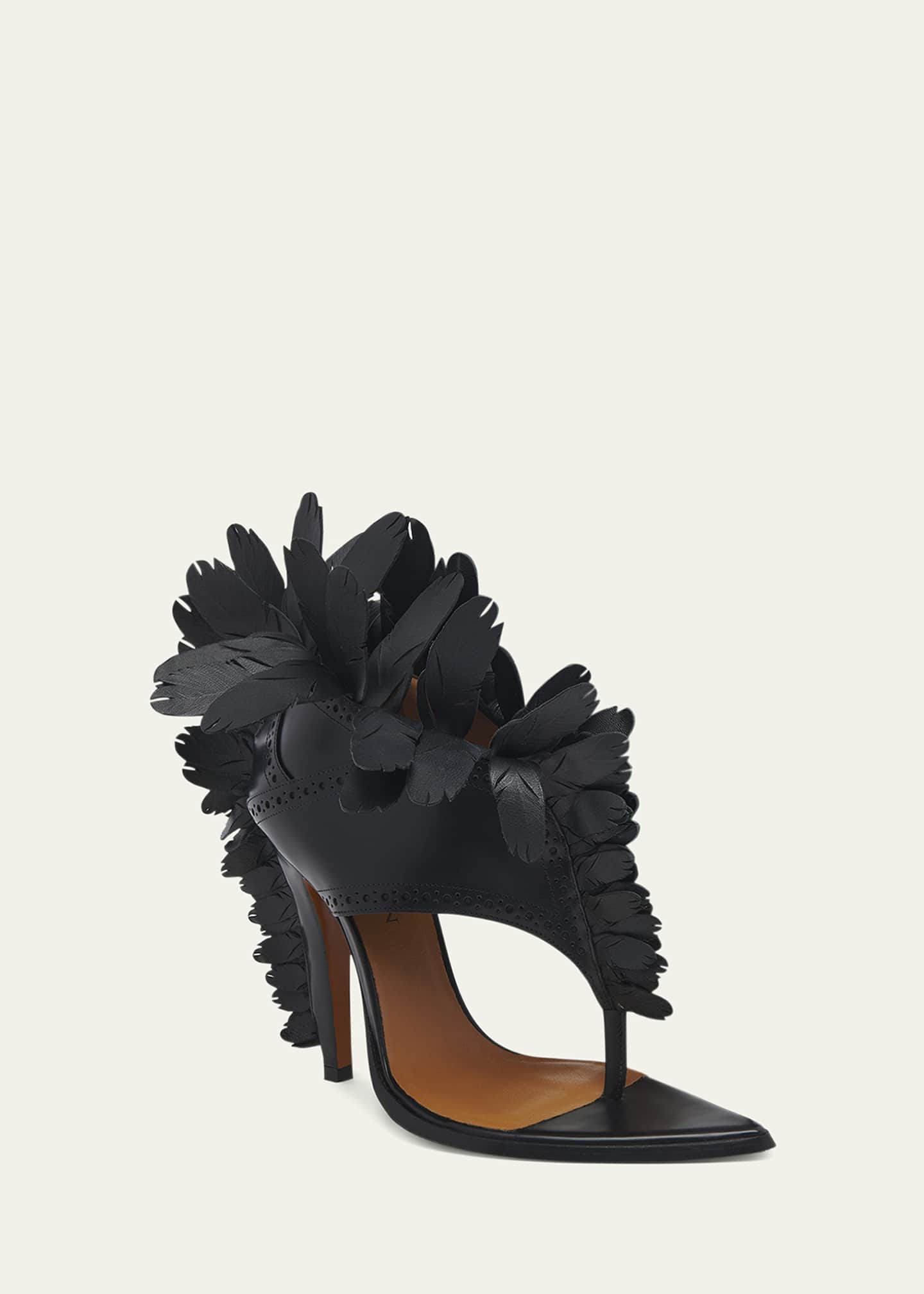 McQueen Leather Feather Thong Sandals Image 3 of 4