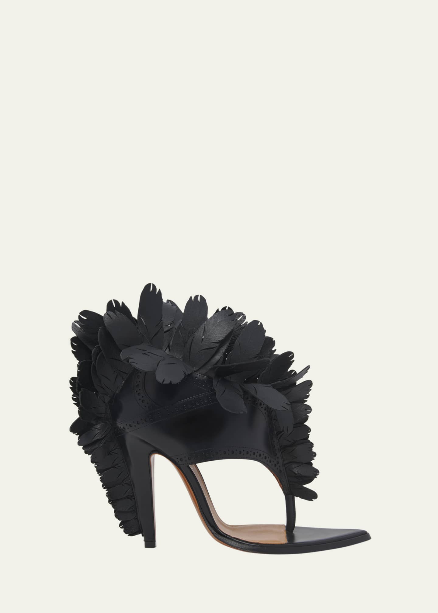 McQueen Leather Feather Thong Sandals Image 1 of 4