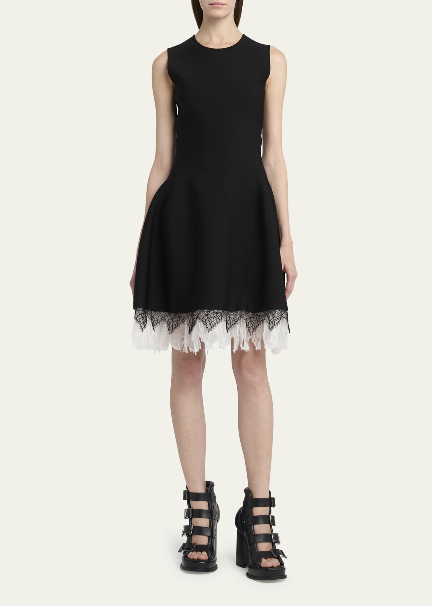 McQueen Buckle Leather Peep-Toe Sandals Image 3 of 6