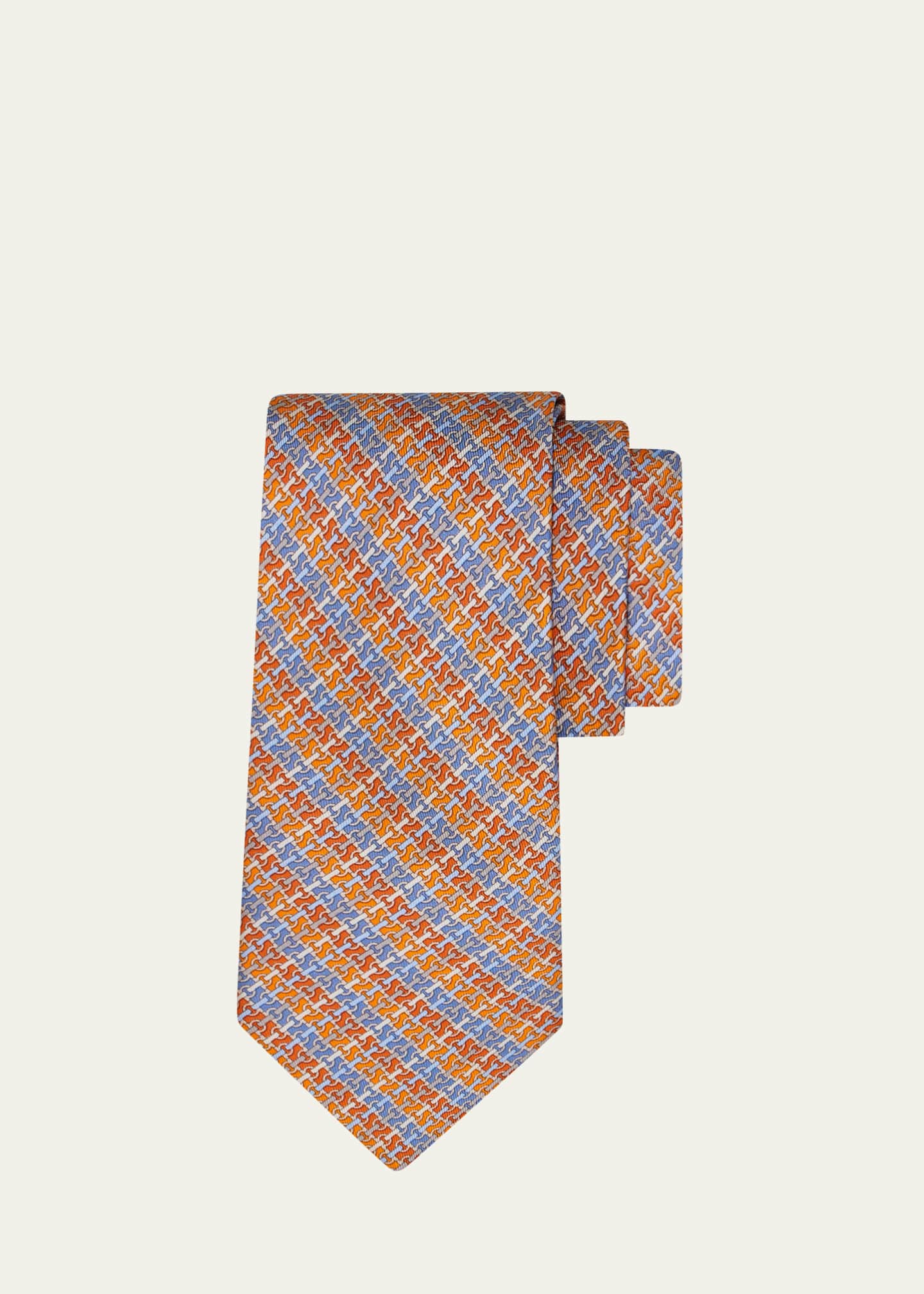 Ferragamo Men's Stripe Gancini Link Tie