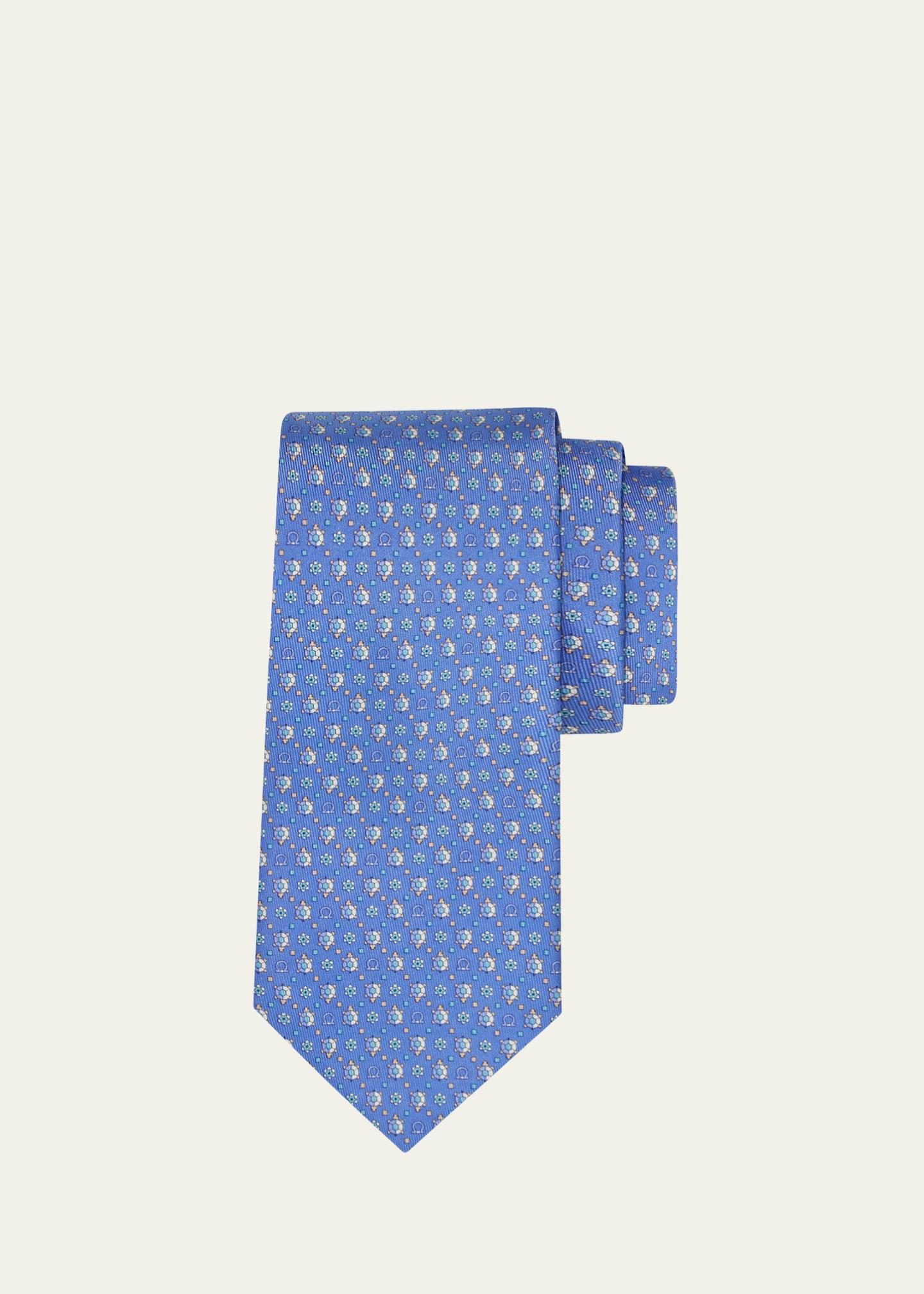 FERRAGAMO Men's Gancio Turtle-Print Tie - Bergdorf Goodman