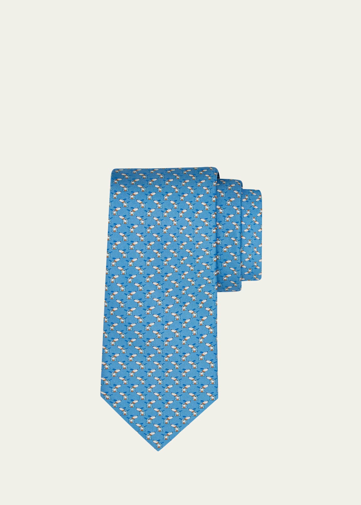 Ferragamo Men's Gancio Dog-Print Tie