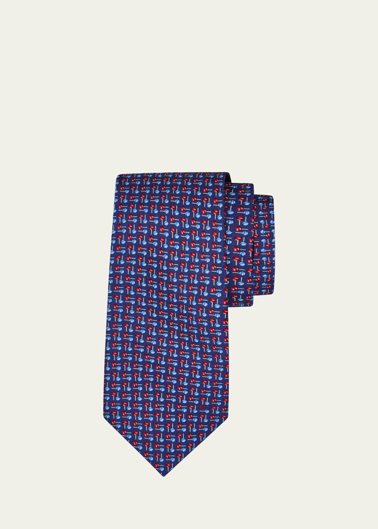 Salvatore Ferragamo ショートケープ ネイビー Ferragamo Men's Zigzag Lollipop Tie - Bergdorf Goodman