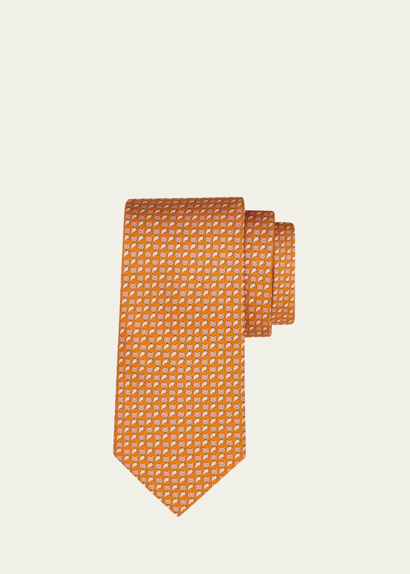 Ferragamo Men's Fox-Print Silk Tie