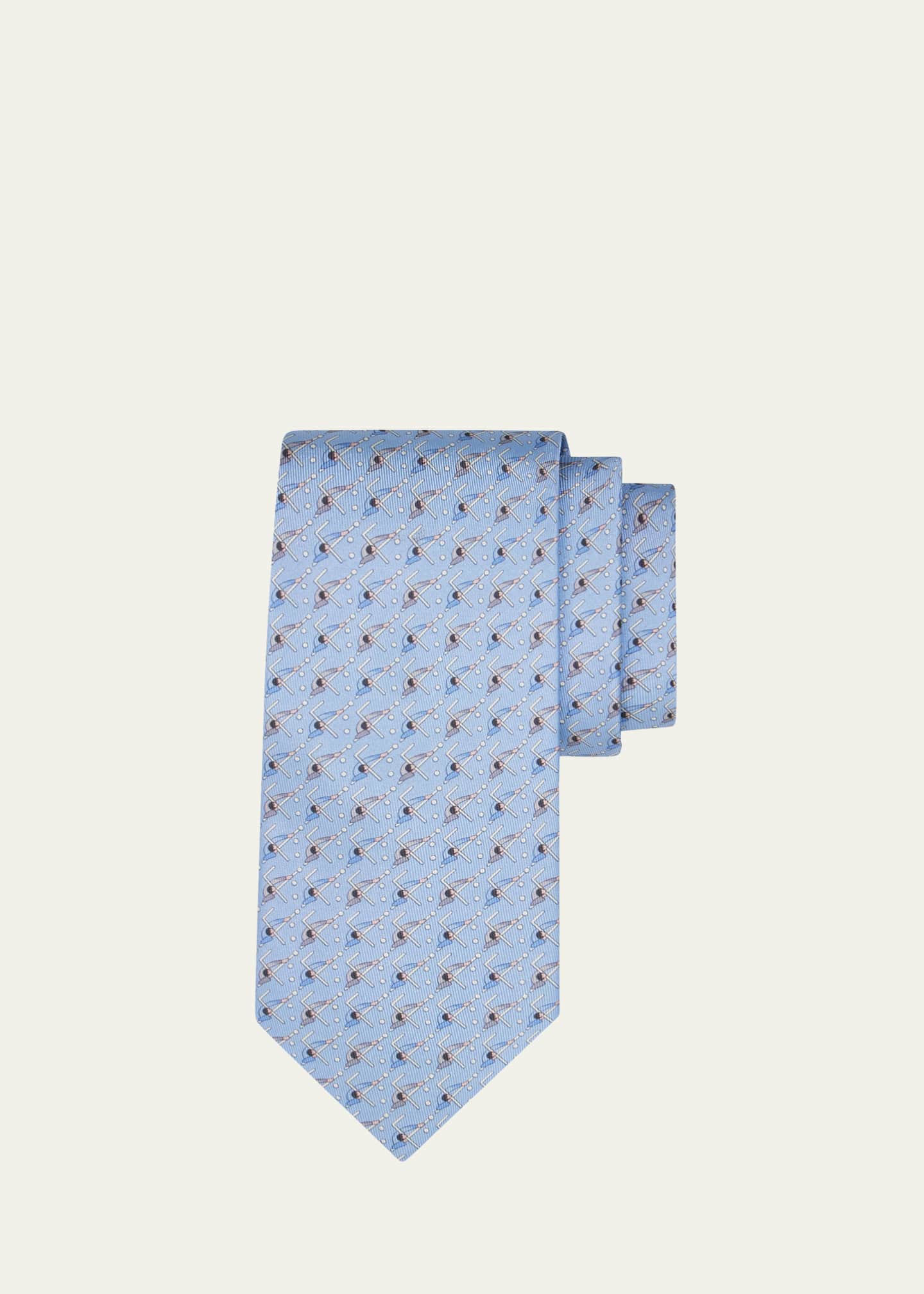 Ferragamo Men's Billiards Micro-Print Tie
