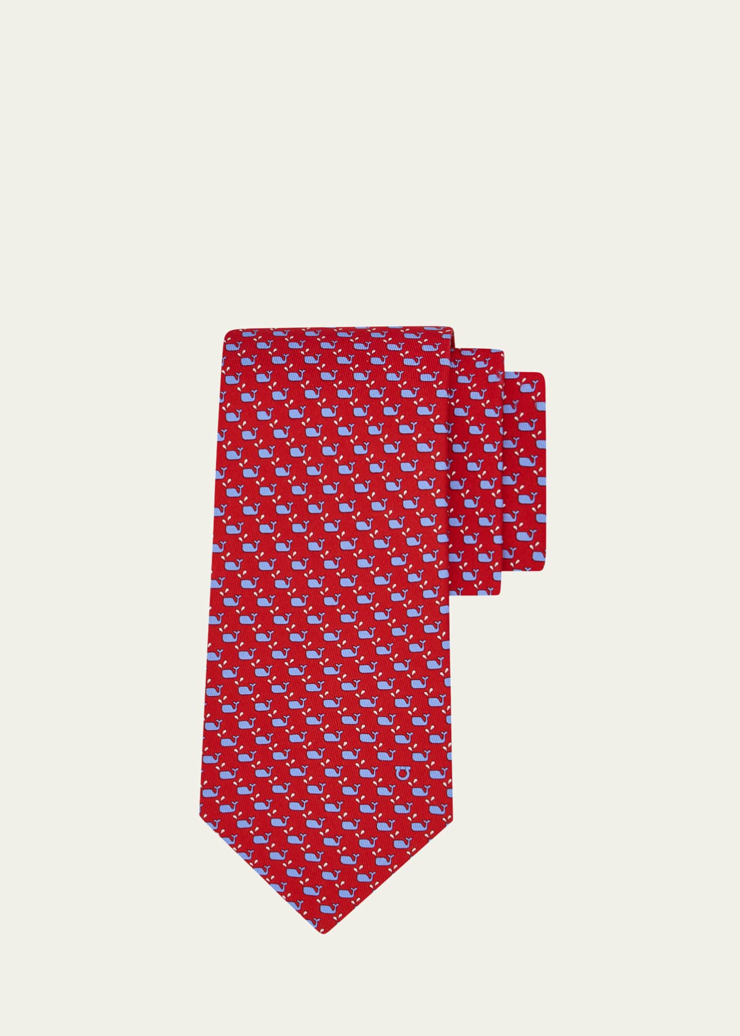 Ferragamo Men's Whale Micro-Print Tie