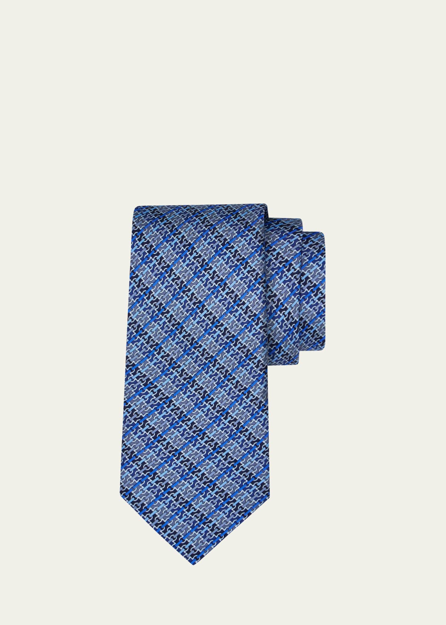 Ferragamo Men's Stripe Gancini Link Tie