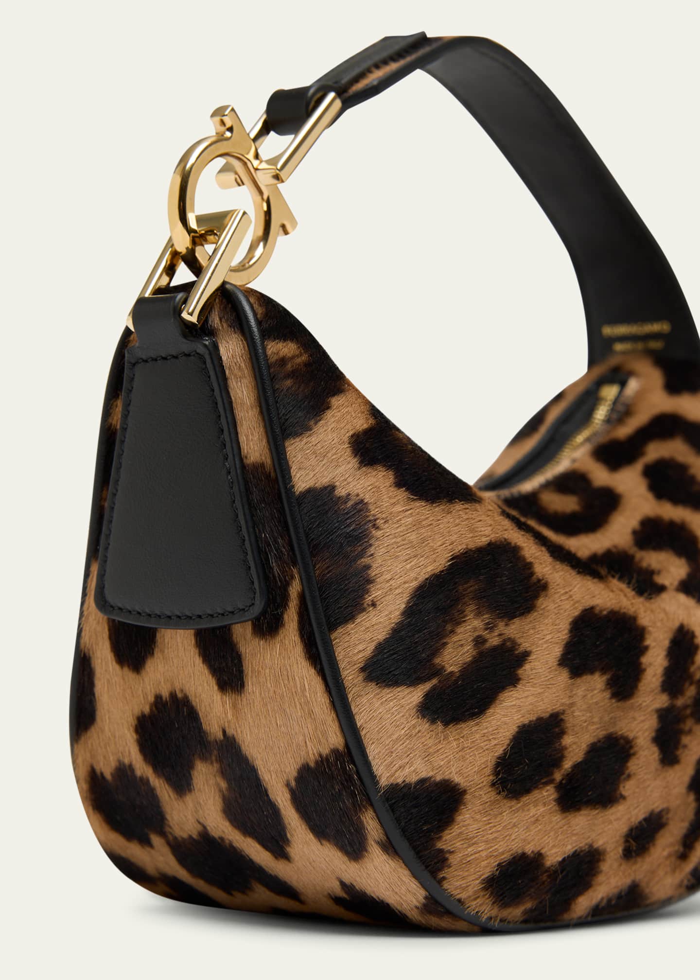 Ferragamo Smile Leopard Calf Hair Top-Handle Bag Image 4 of 4