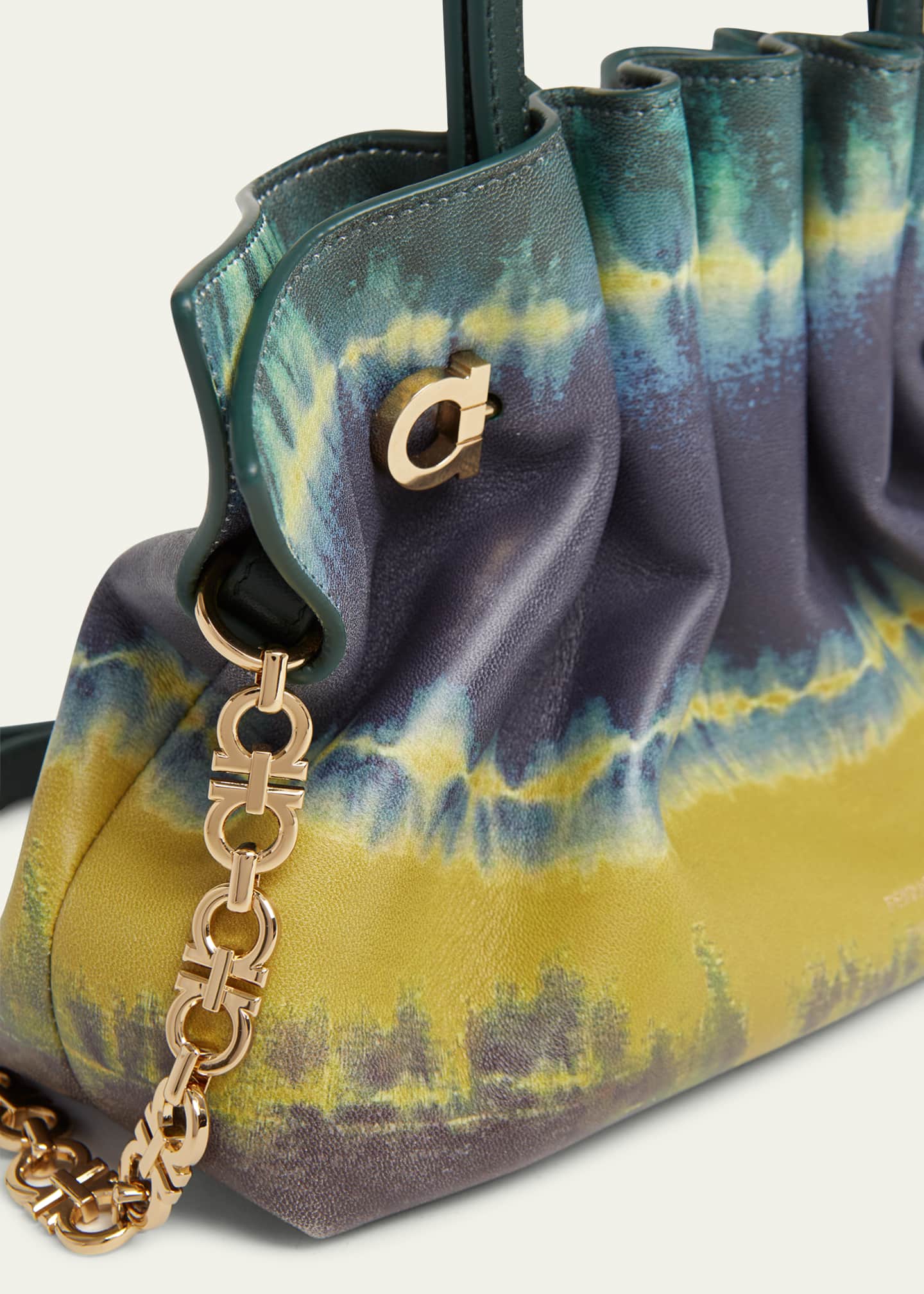 Piercing Tie-Dye Printed Leather Shoulder Bag