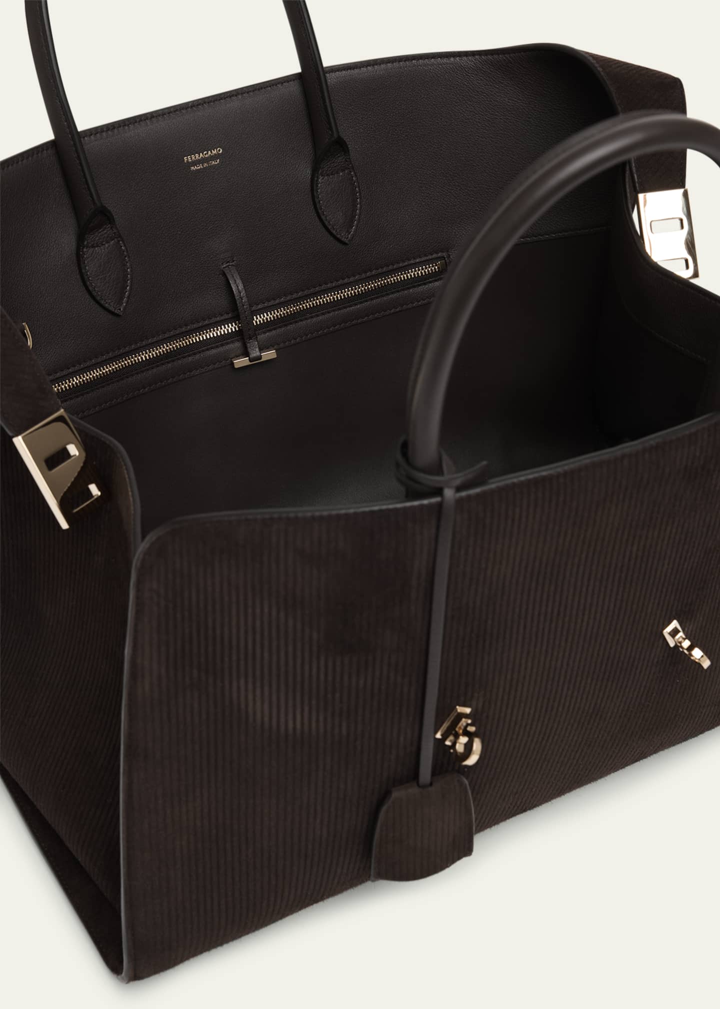 Ferragamo Hug Suede Corduroy Shoulder Bag Image 3 of 4